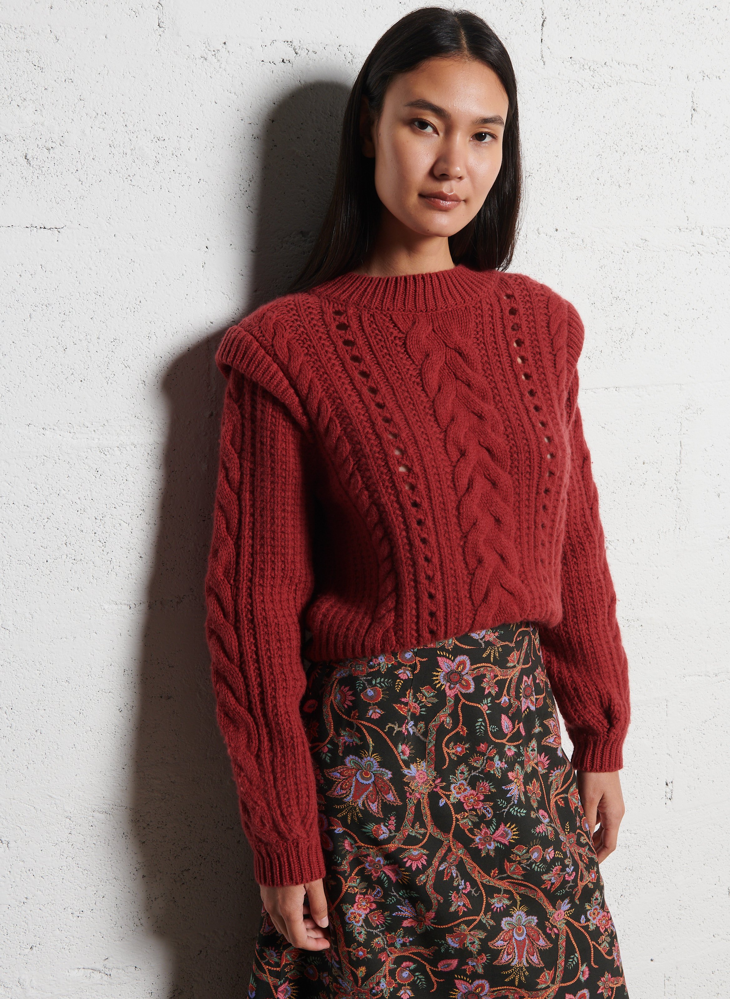 Pull col rond en laine LOUISE MISHA Rouge