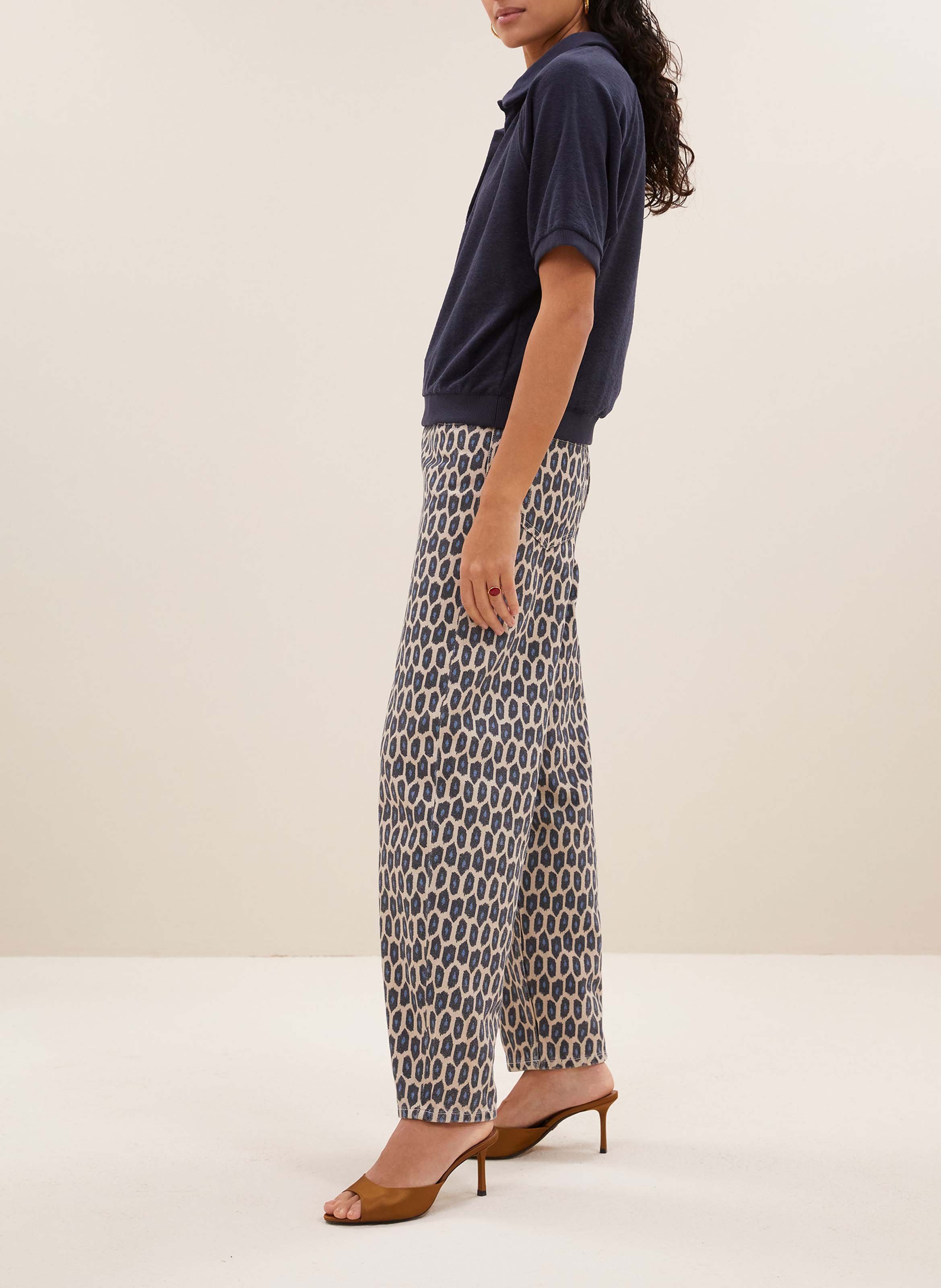 V-neck polo in blended organic cotton BY BAR Blue