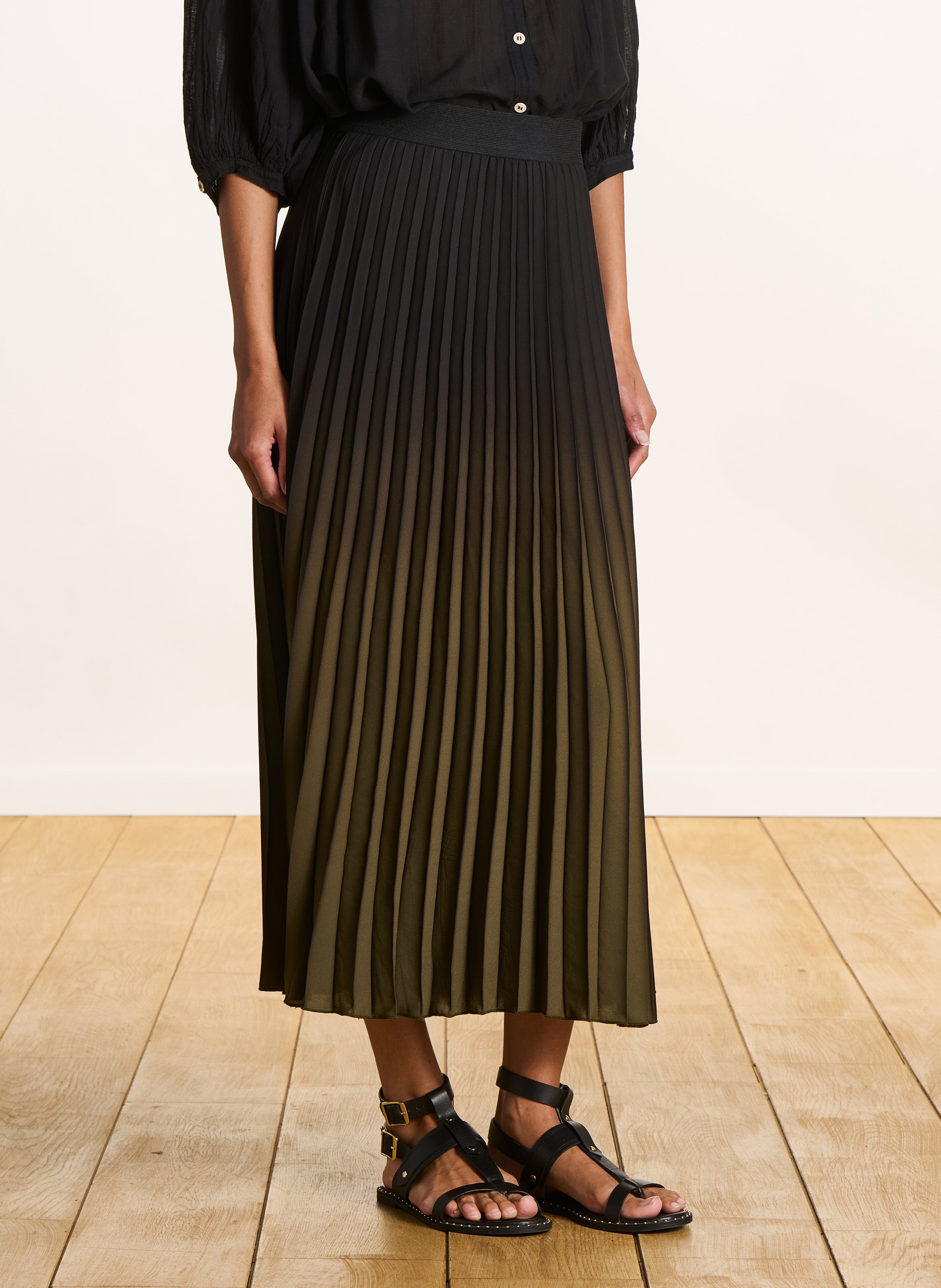 Long sunray pleated skirt LA FEE MARABOUTEE Green
