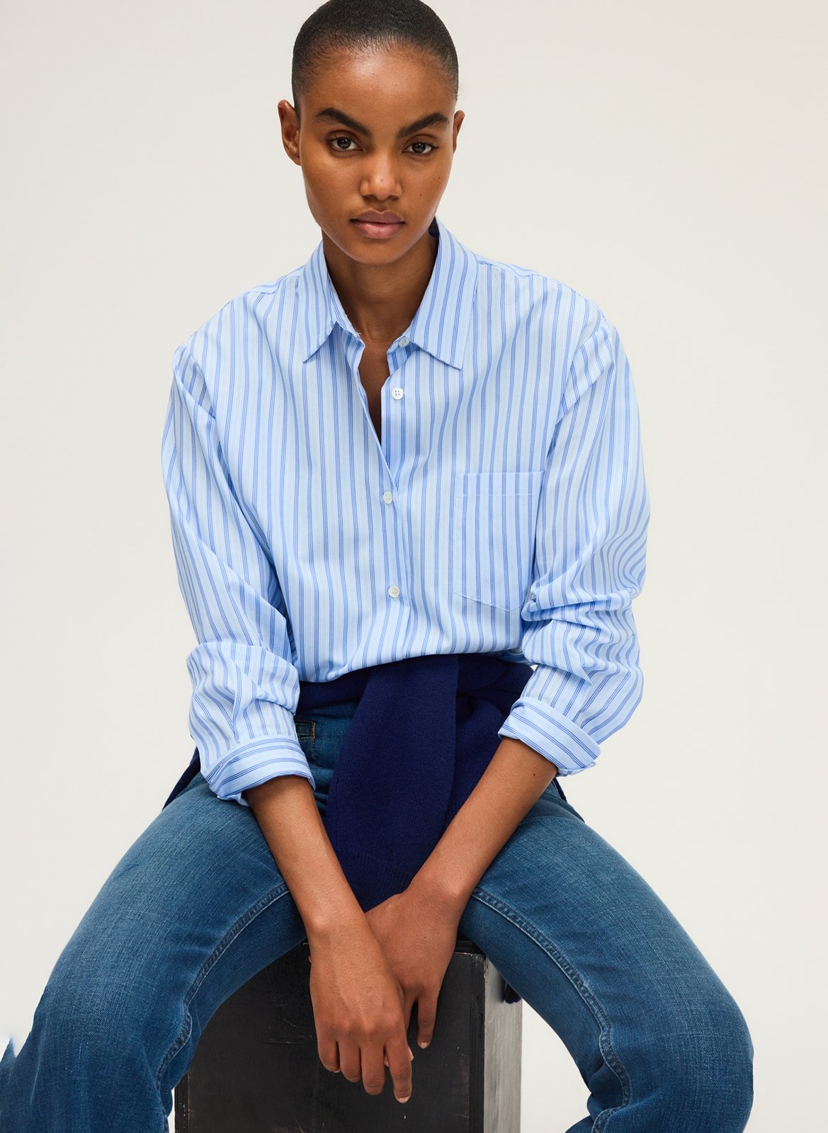 Shirt with classic collar in stripes PABLO Blue