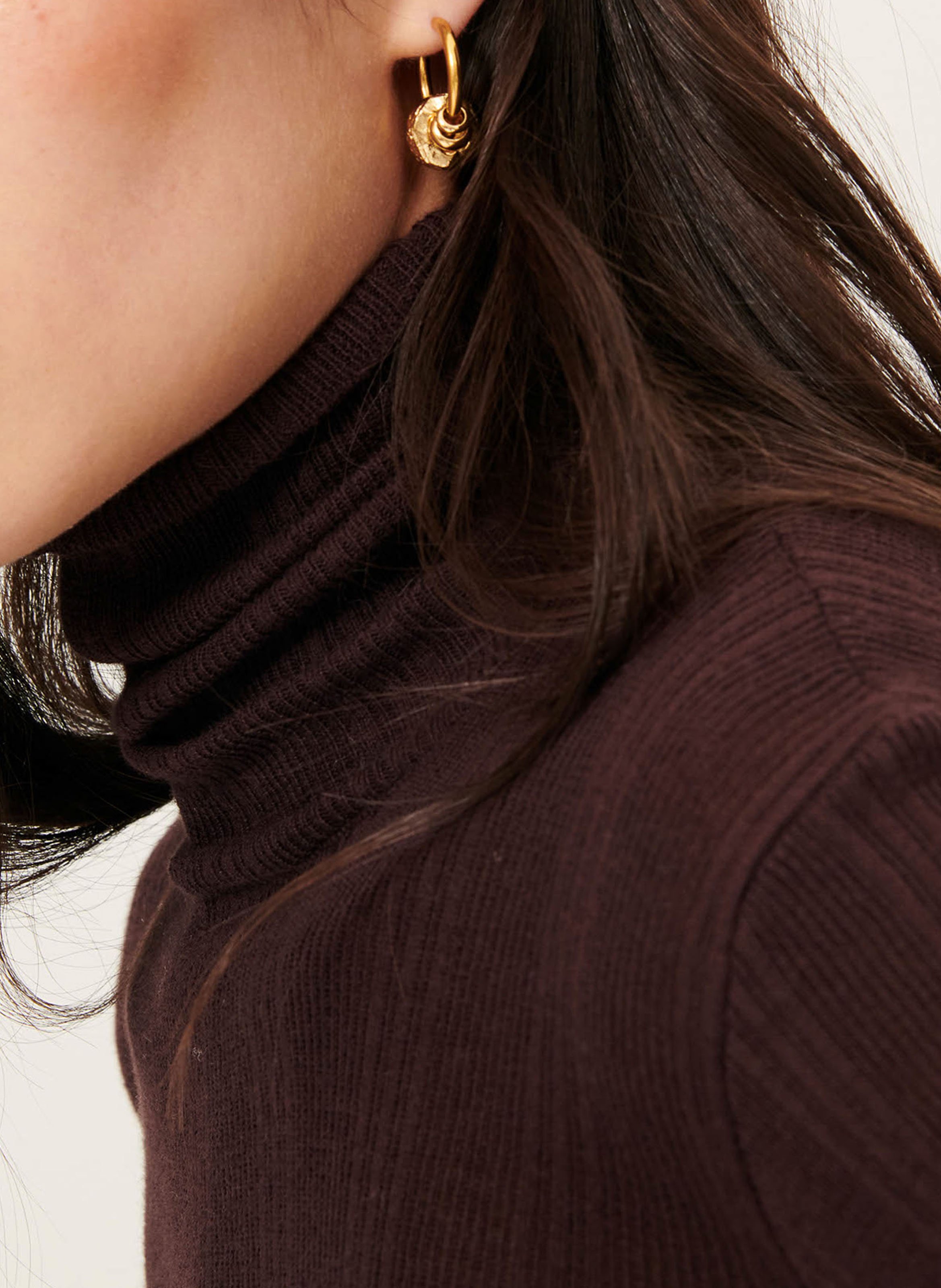 Fitted turtleneck sweater in blended cotton SESSUN Brown