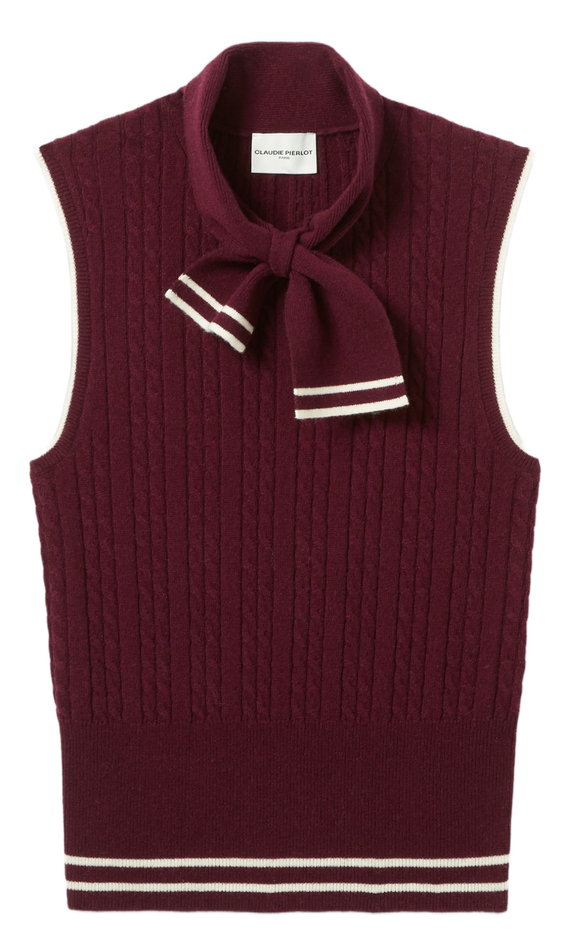 Pull col foulard en maille sans manches CLAUDIE PIERLOT Rouge