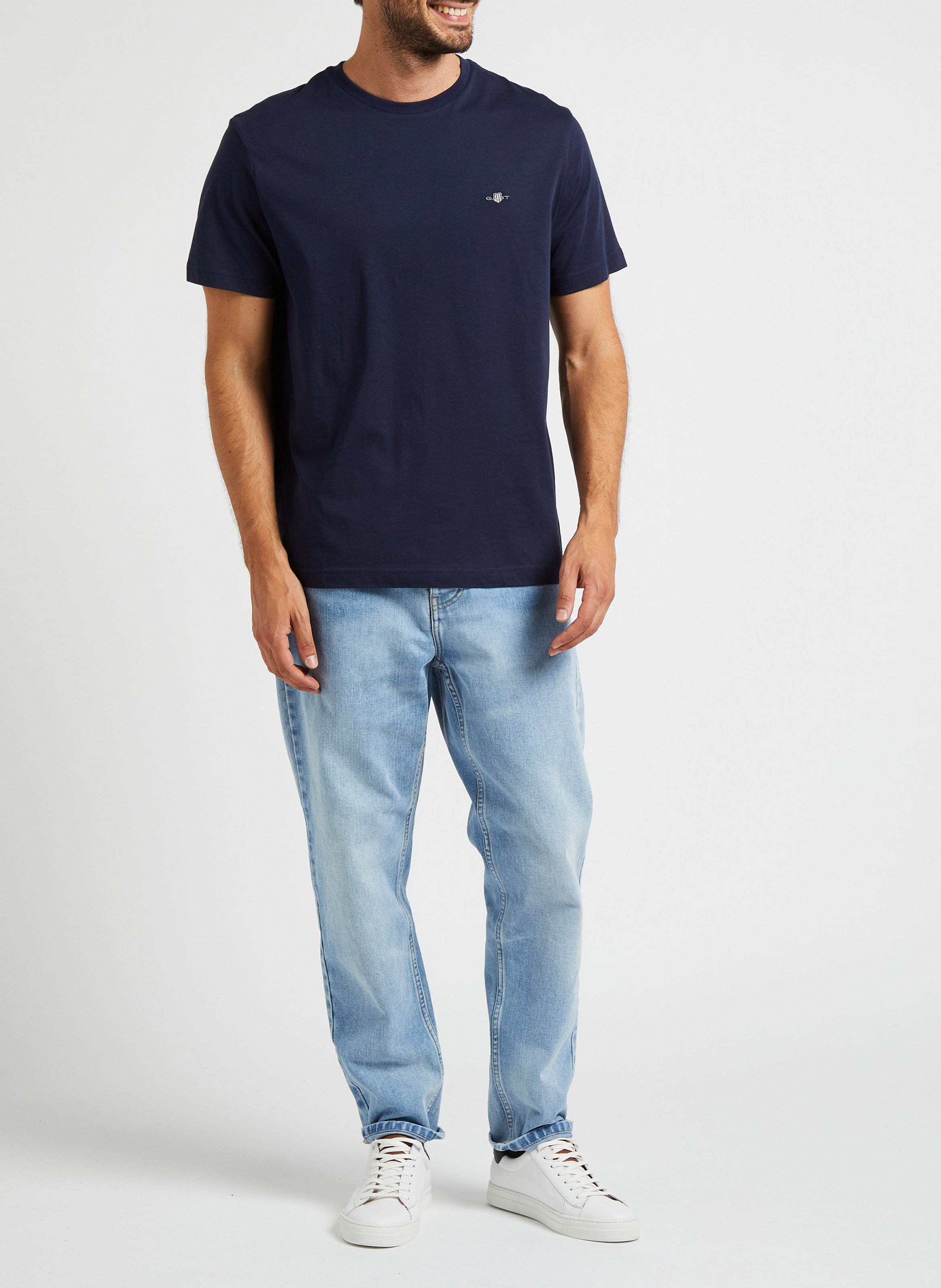 Round-neck cotton T-shirt GANT Blue