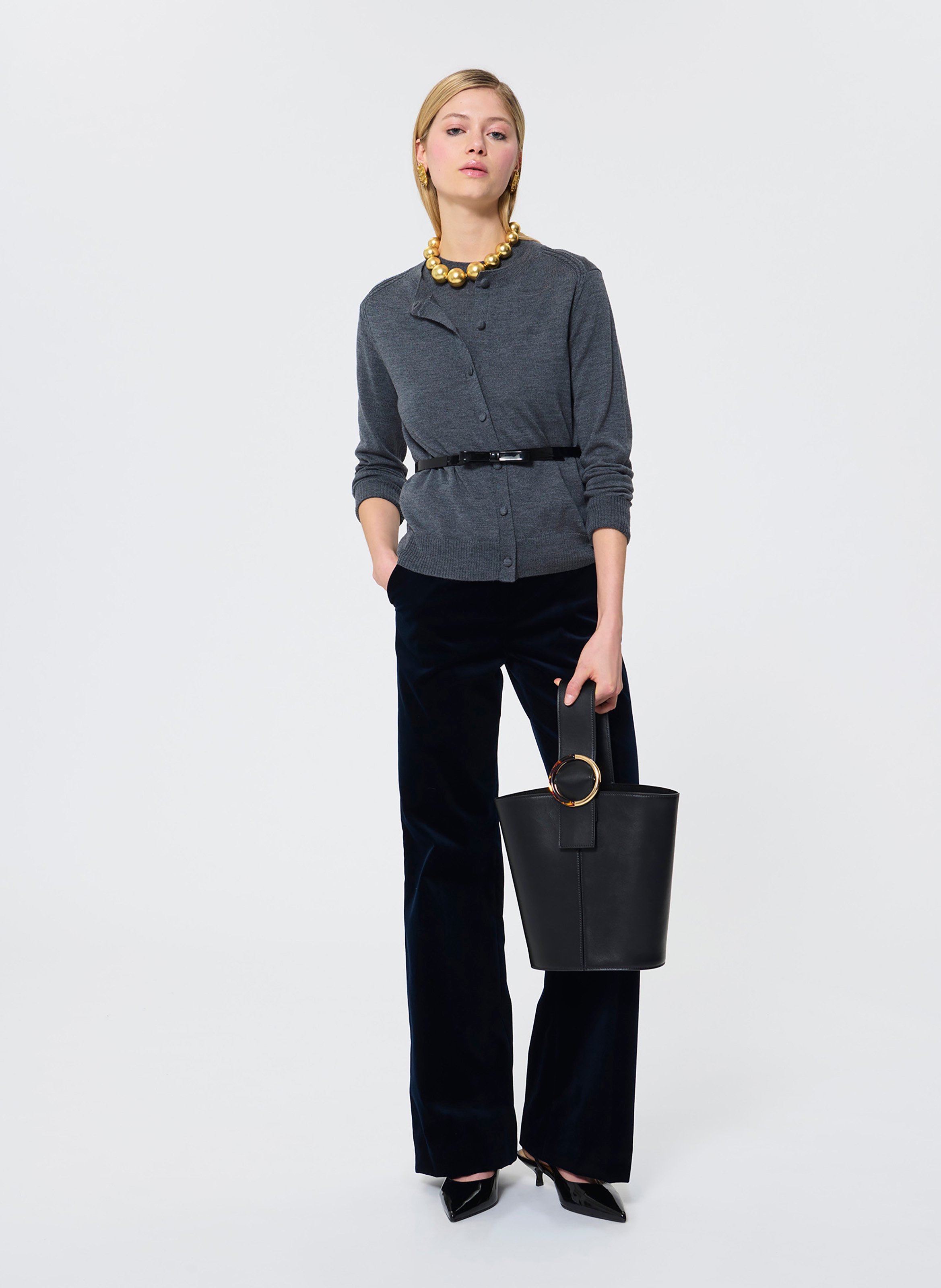 Gilet col rond en laine TARA JARMON Gris