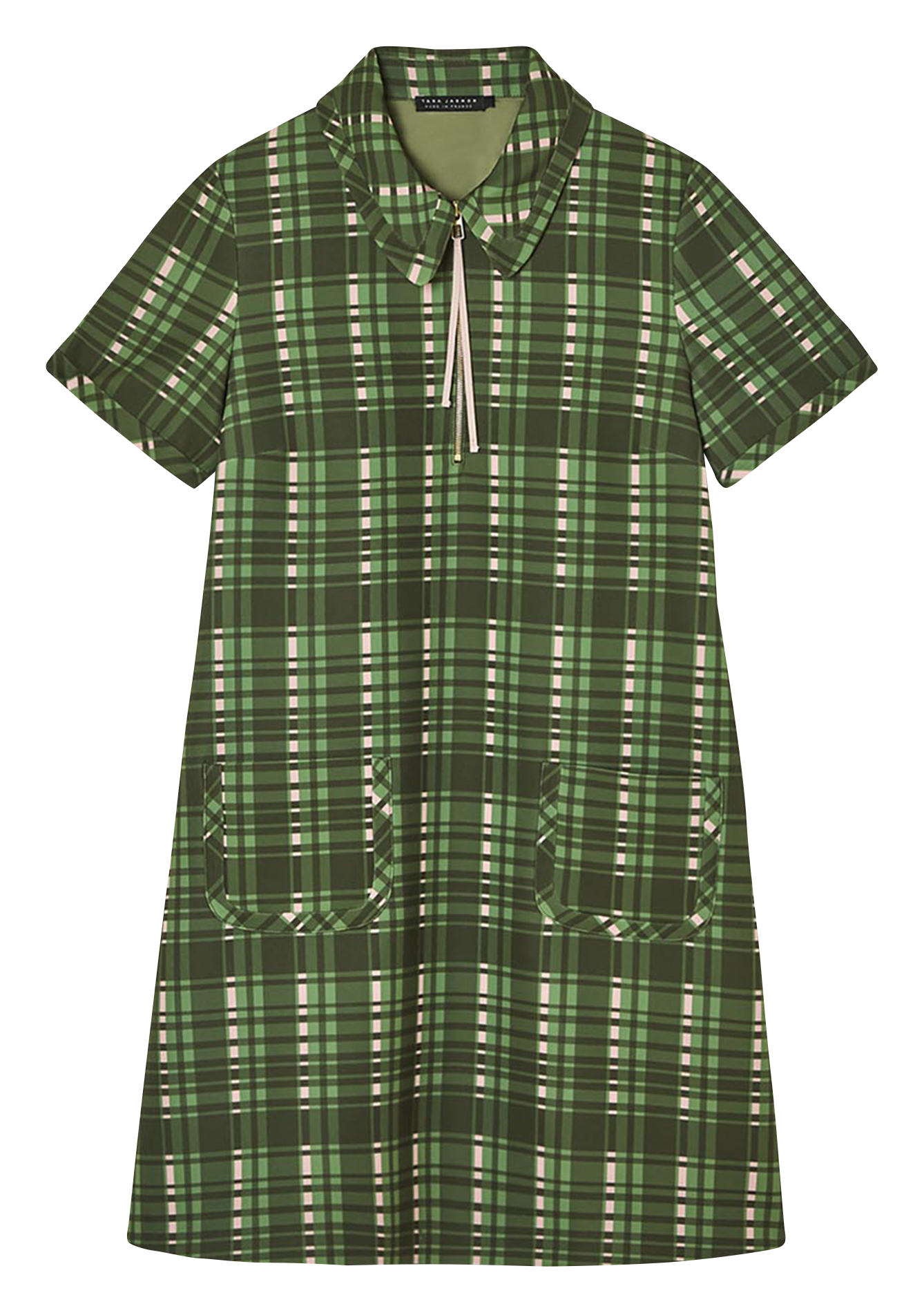 Robe courte trapèze à carreaux TARA JARMON Vert