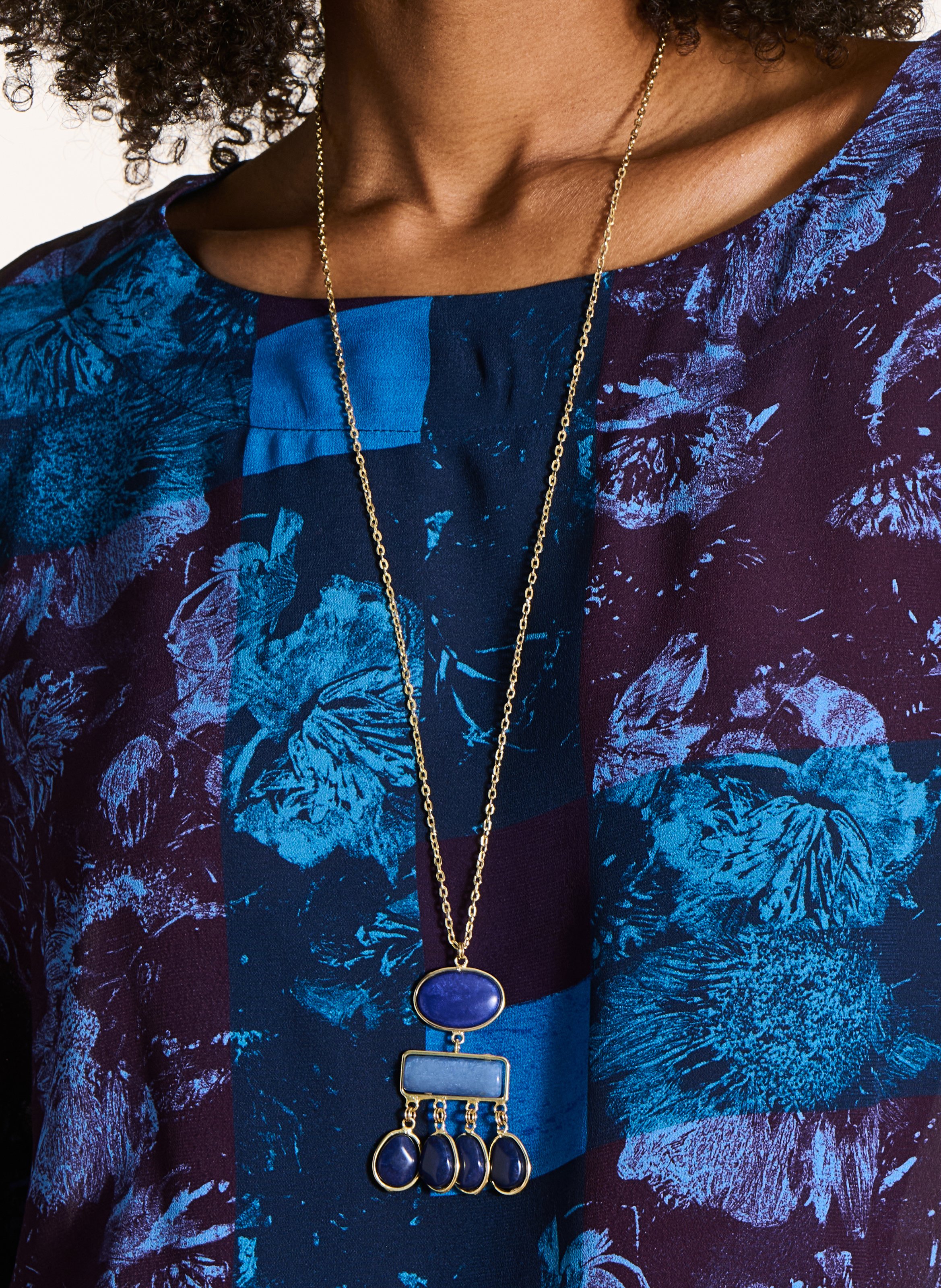 Long necklace LA FEE MARABOUTEE Blue