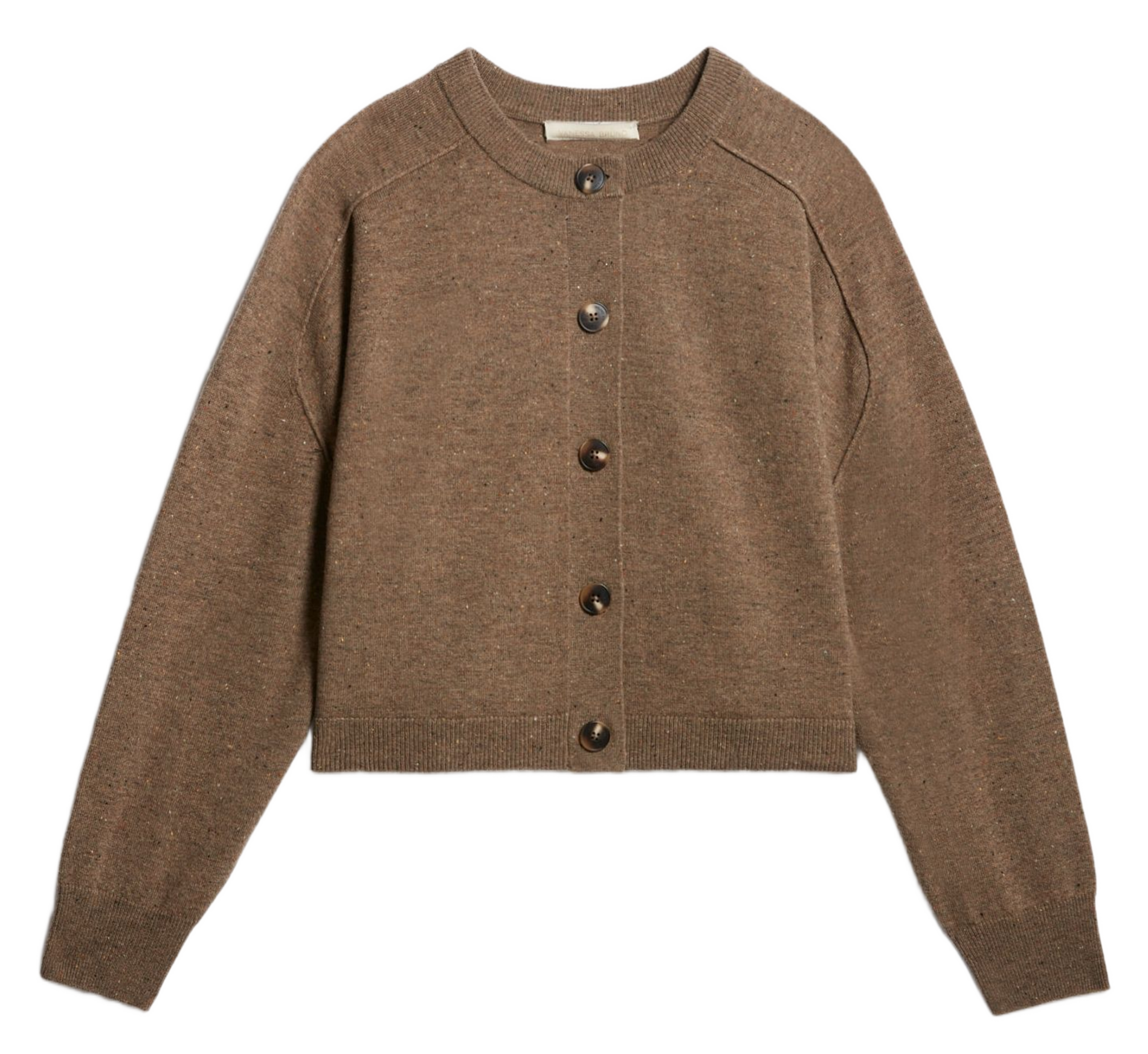 Cardigan col rond ample en laine DOUVE Taupe
