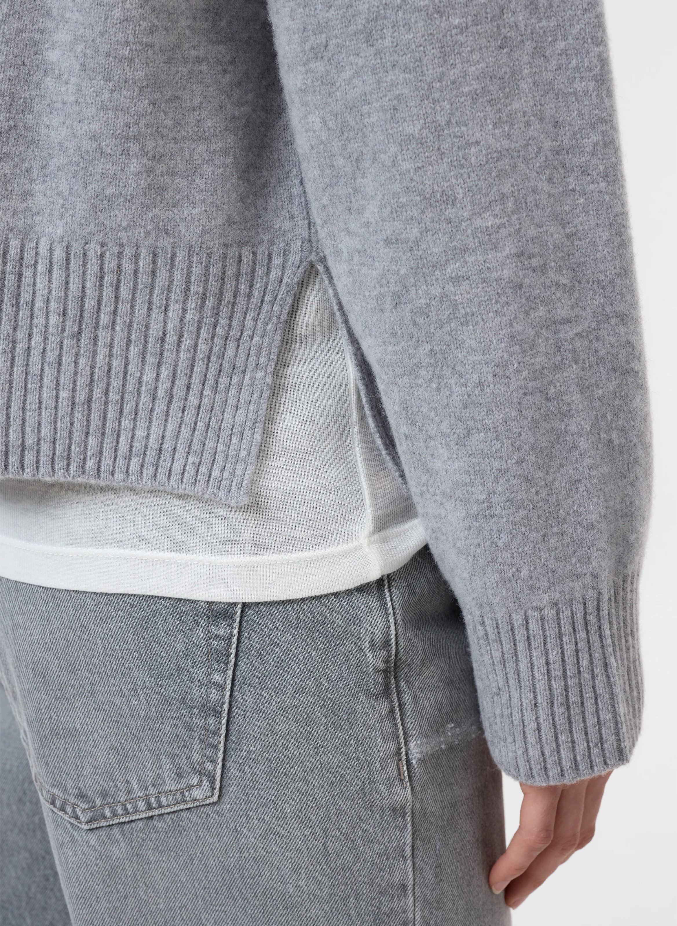 Pull oversize col rond en laine CLOSED Gris