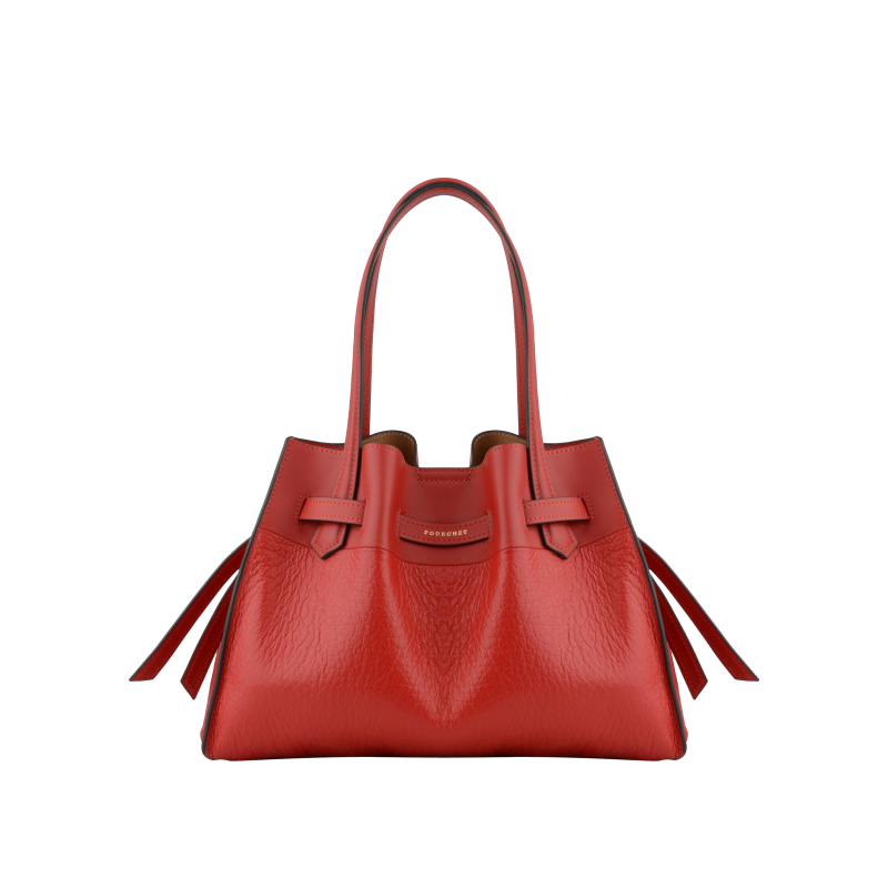 Handbag - cowhide leather POURCHET Red