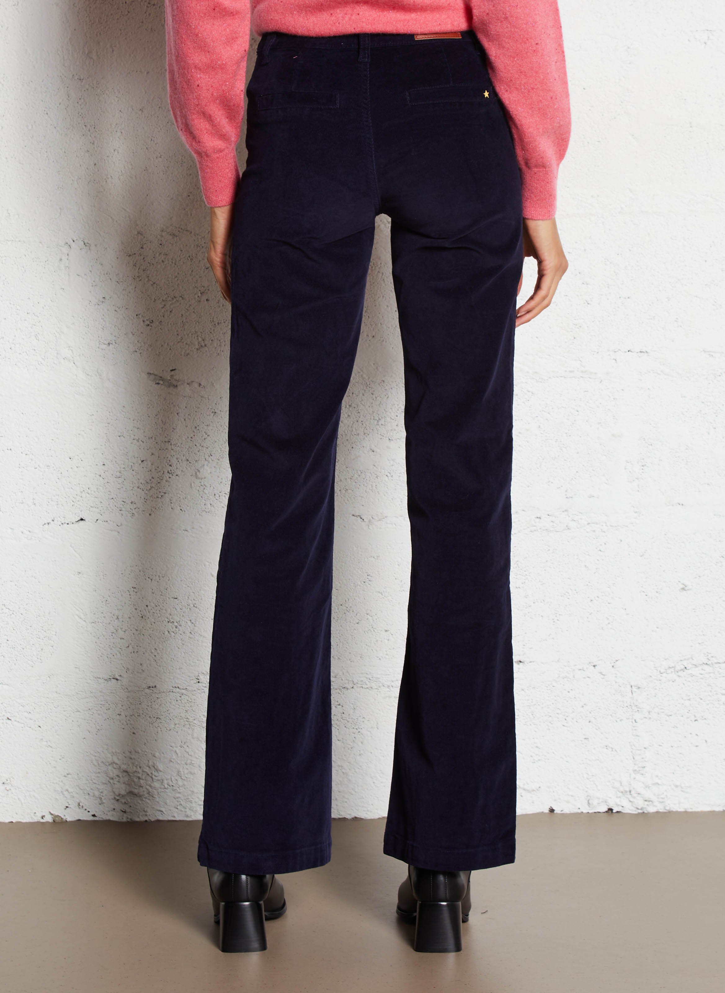 Pantalon droit velours uni LA PETITE ETOILE Bleu