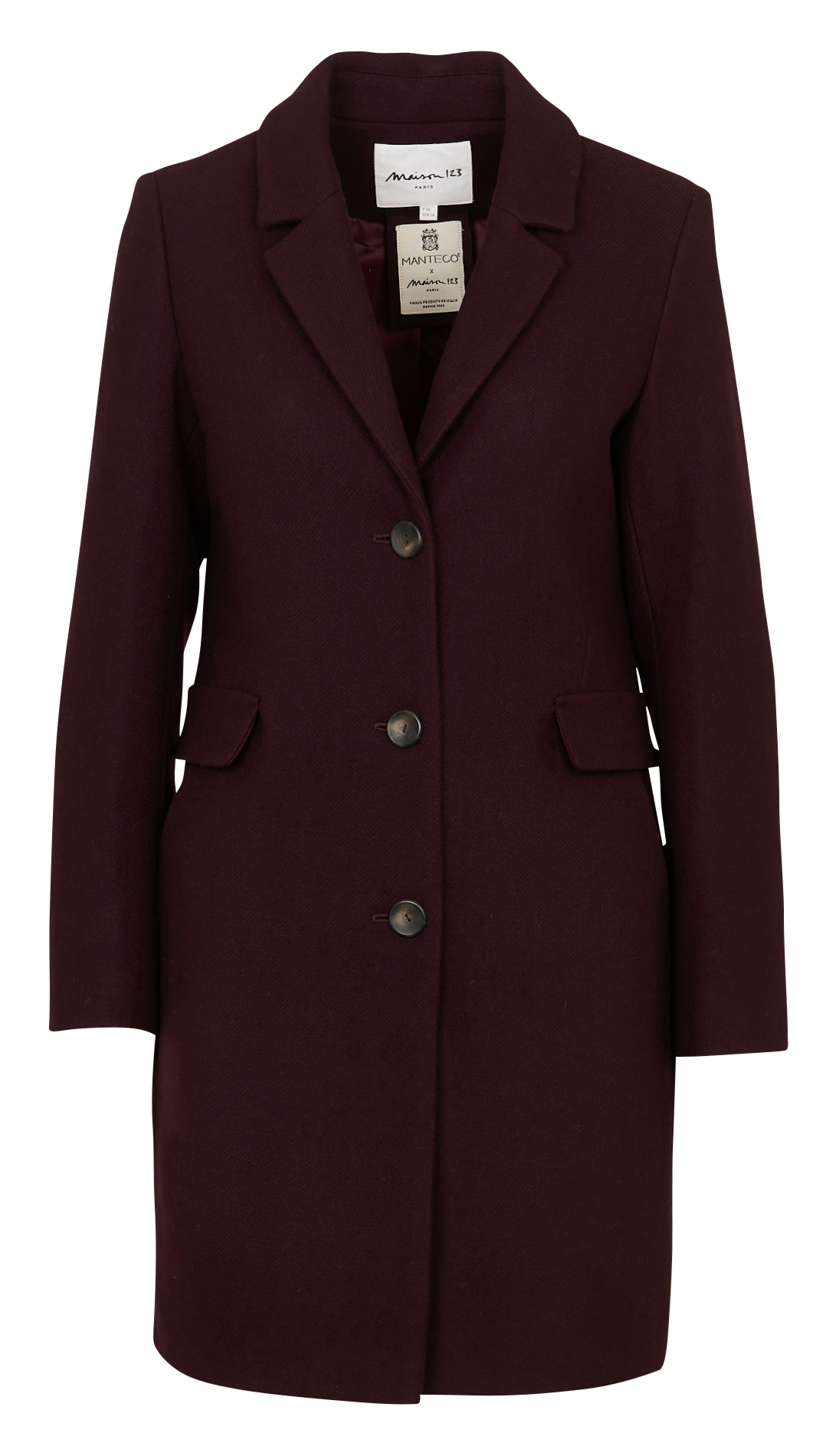 Long knit coat with tailored collar MAISON 123 Purple
