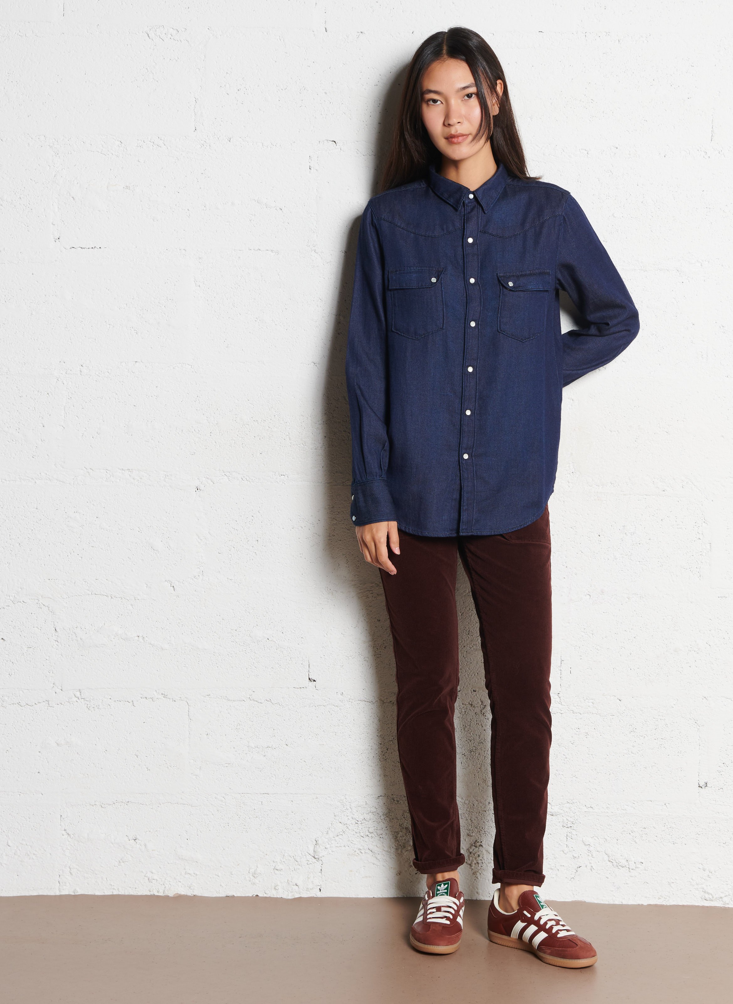 Blouse met klassieke kraag ACQUAVERDE Blauw