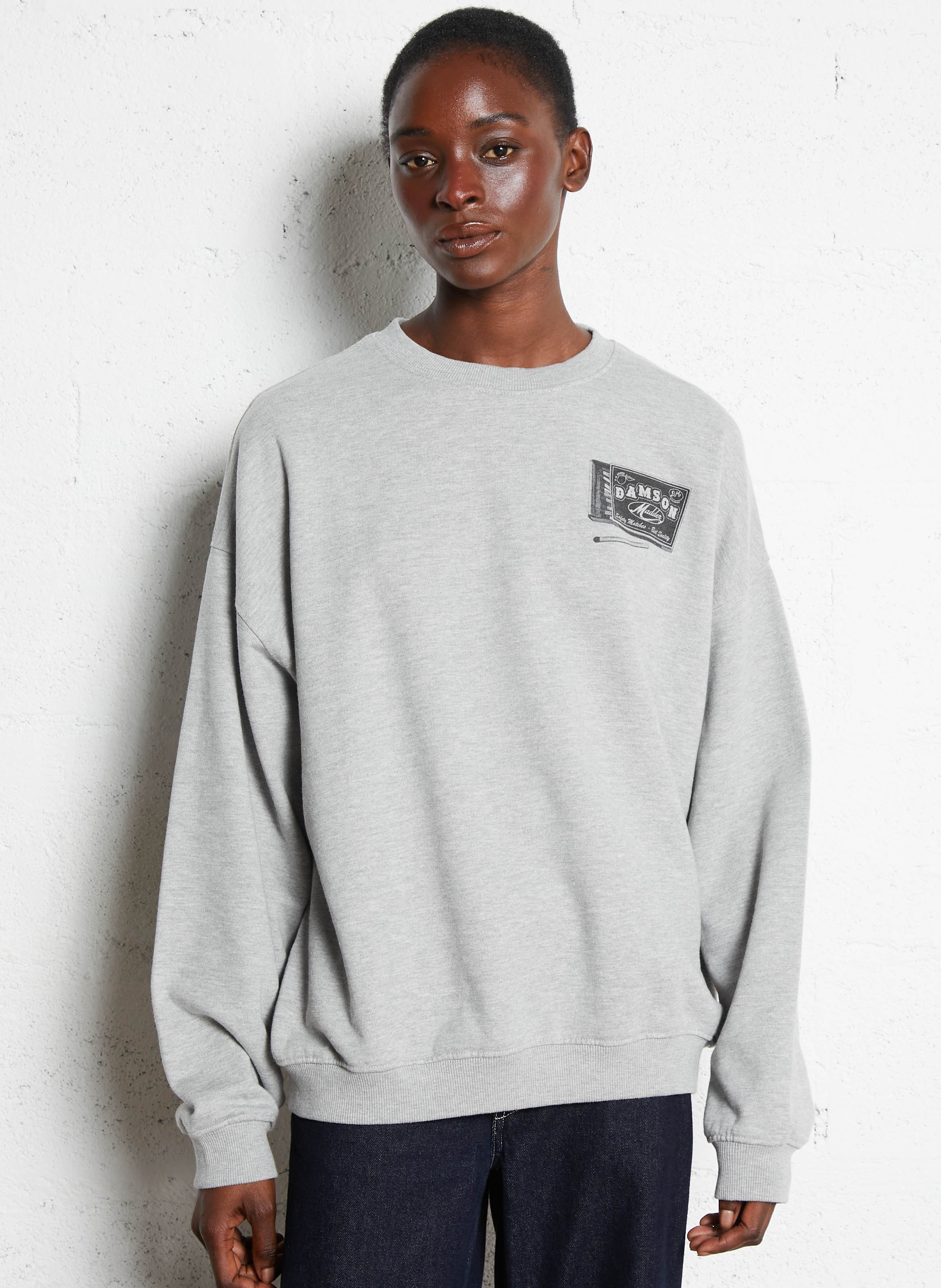 Sweat ample imprimé en coton bio DAMSON MADDER Gris