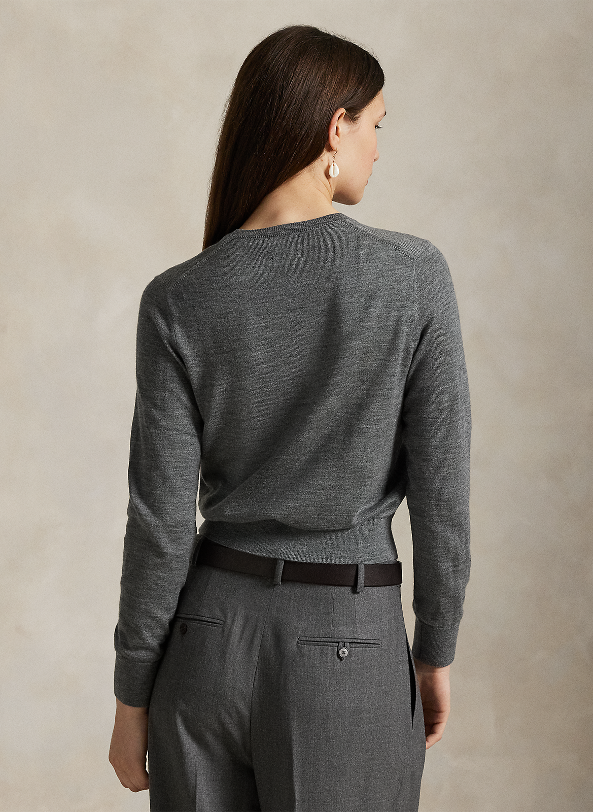 Pull col rond en laine POLO RALPH LAUREN Gris