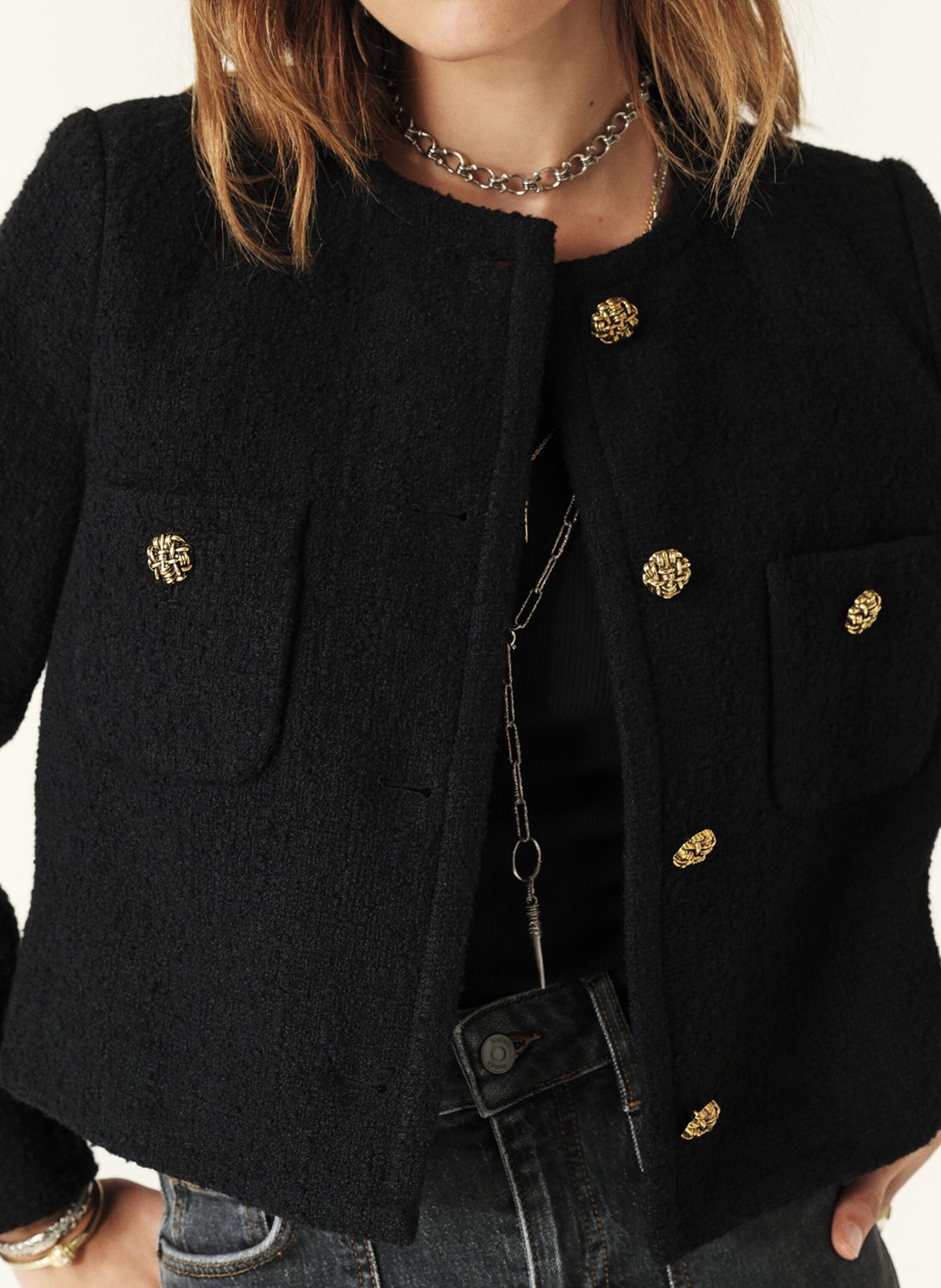 Kort jasje | katoenblend BA&SH Zwart