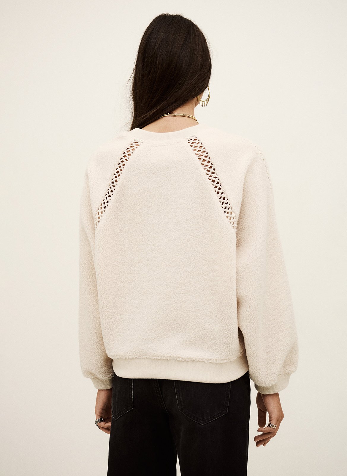 Sweat ample ajouré en maille bouclée BA&SH Beige