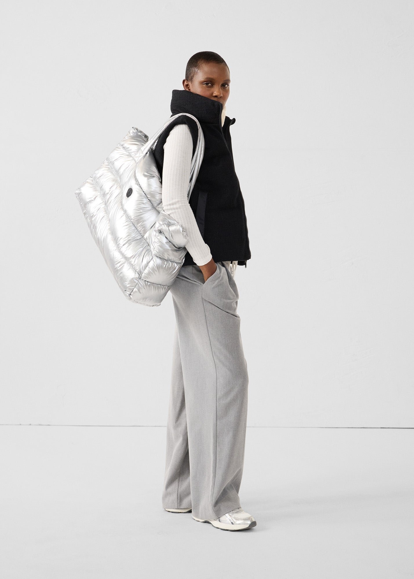 Metallic Maxi Tote Bag - Leina Metallic JOTT Grey