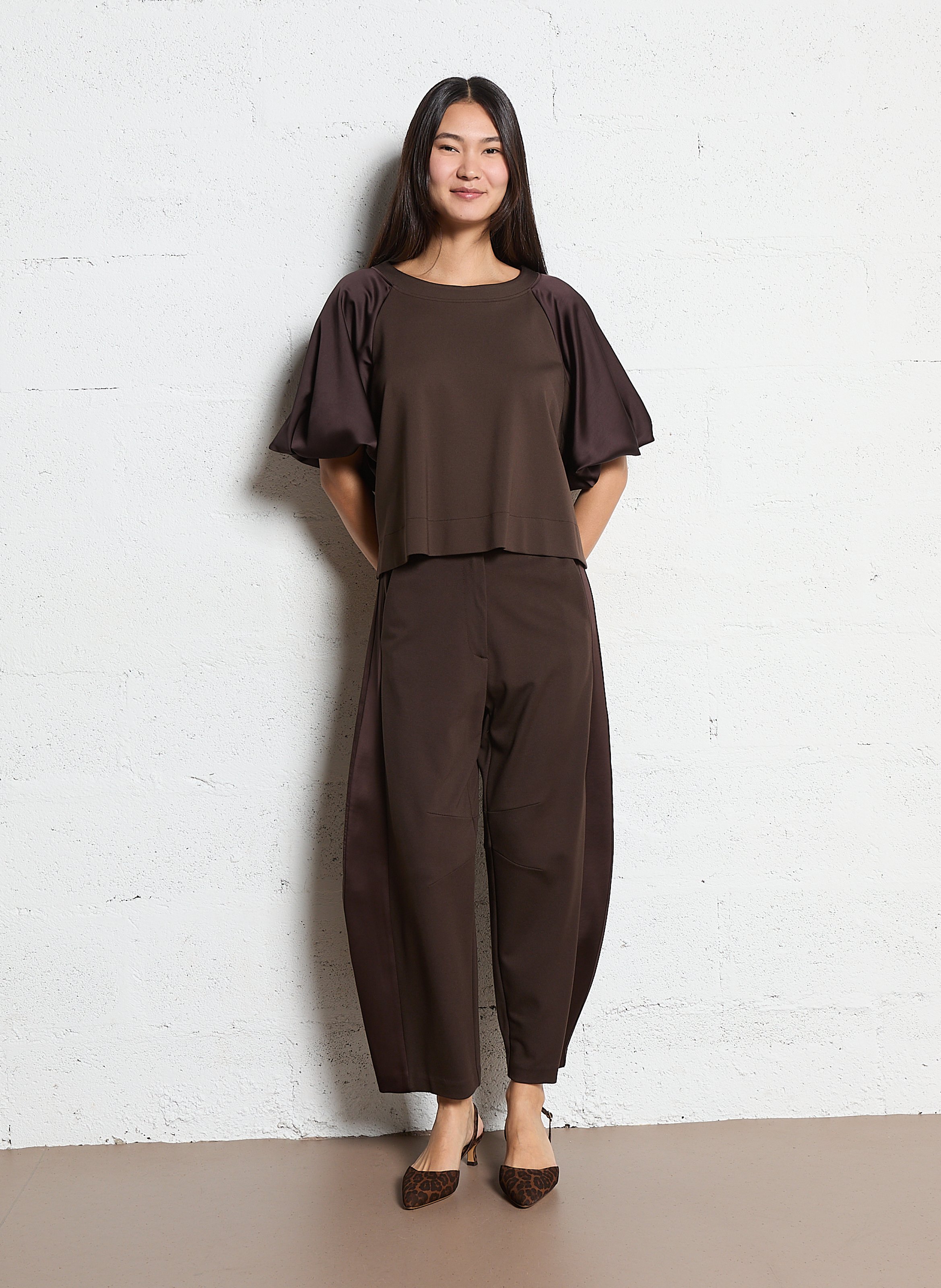 Loose-fit round-neck top IMPERIAL Brown