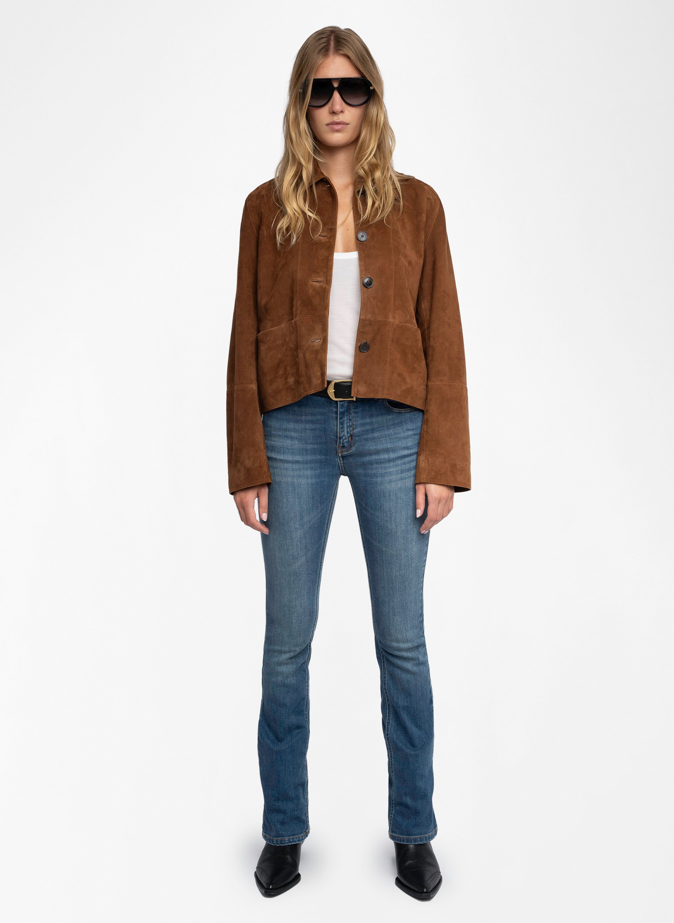 Buttoned faux suede jacket ZADIG&VOLTAIRE Brown