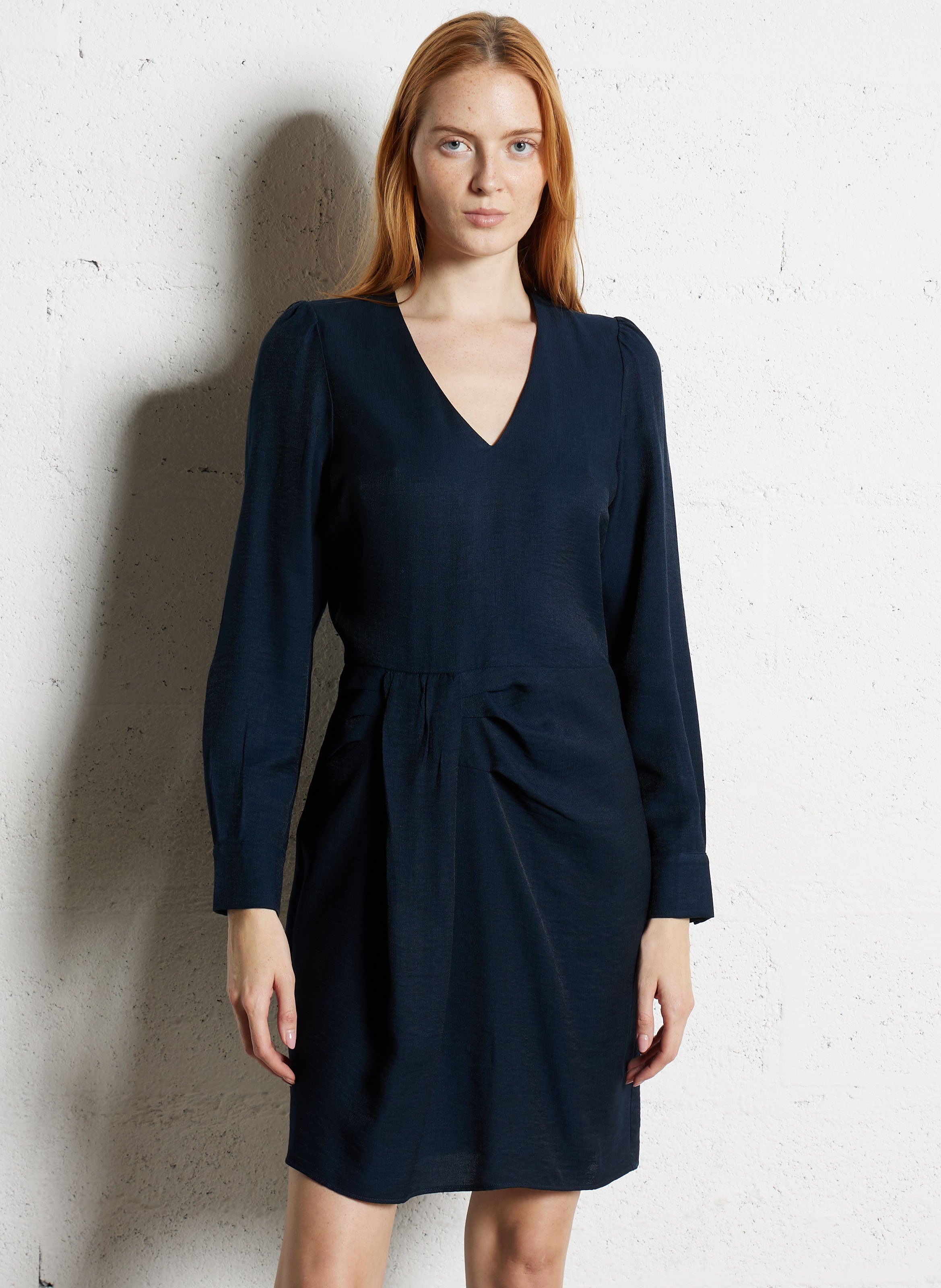 Fitted V-neck midi dress I CODE Blue