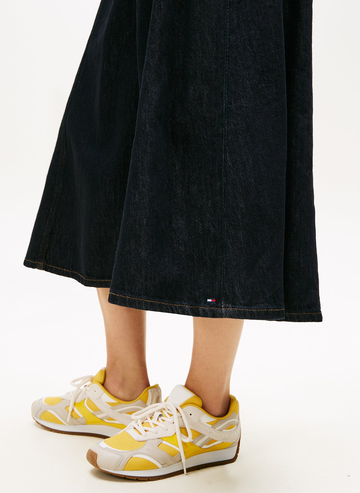 Jupe midi évasée en coton mélangé TOMMY HILFIGER Jean brut