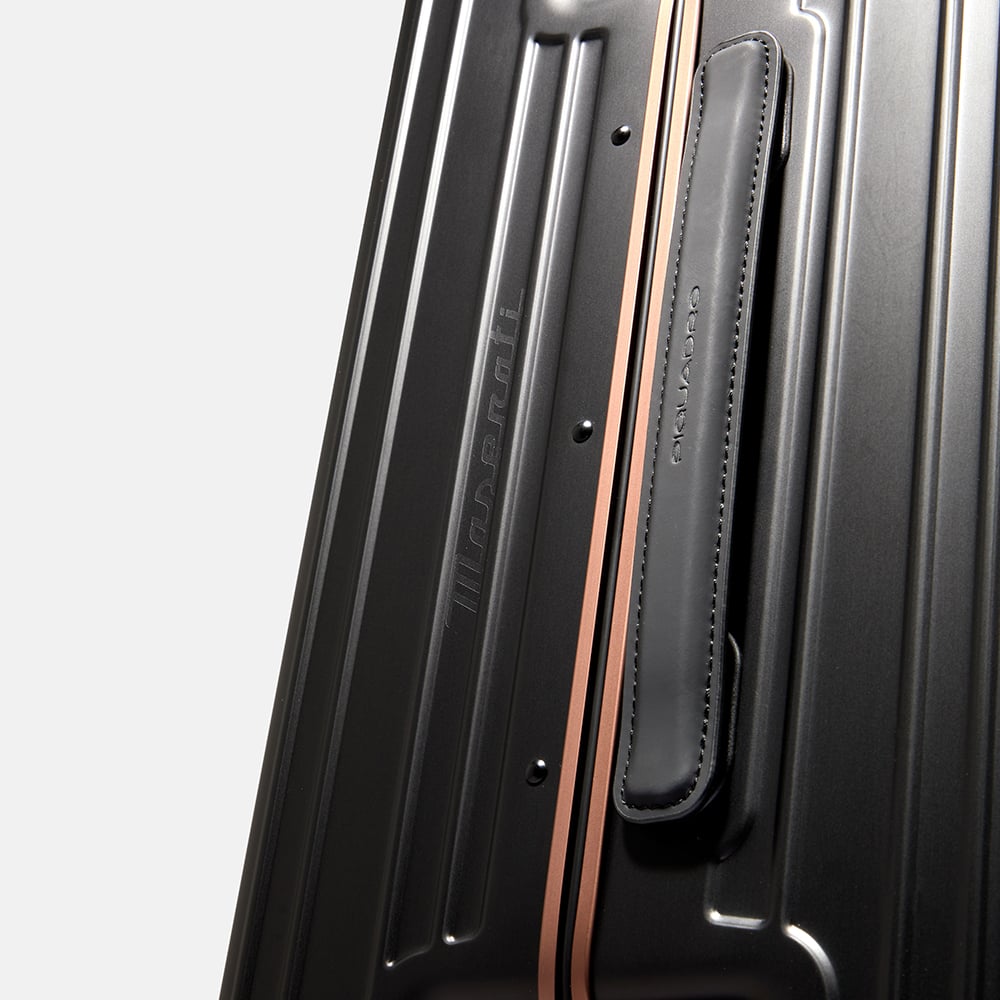 Medium-sized aluminum 4-wheel trolley suitcase, equipped with TSA lock PIQUADRO Black