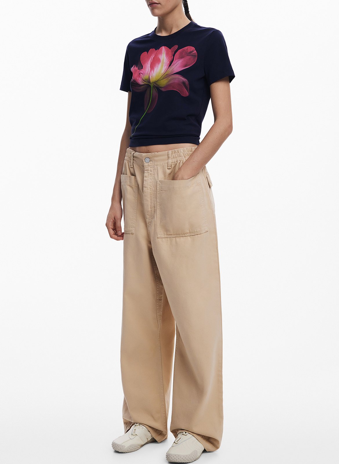 Tee-shirt ajusté en coton mélangé DESIGUAL Bleu