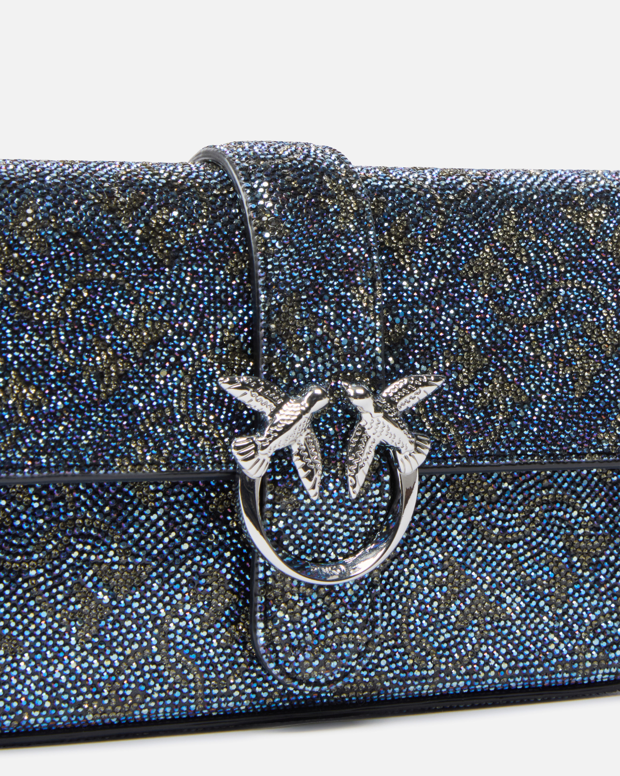 Shoulder bag "Baby Love Bag Slouchy" in leather with rhinestones PINKO Multicolored