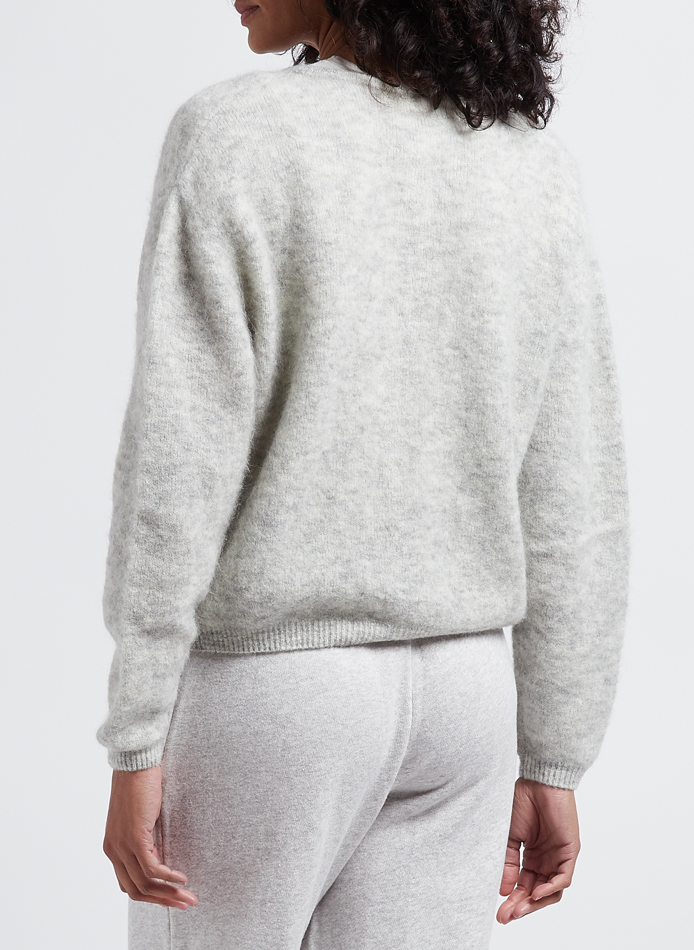 Wollmix-Strickjacke mit Rundhalskragen AMERICAN VINTAGE Grau