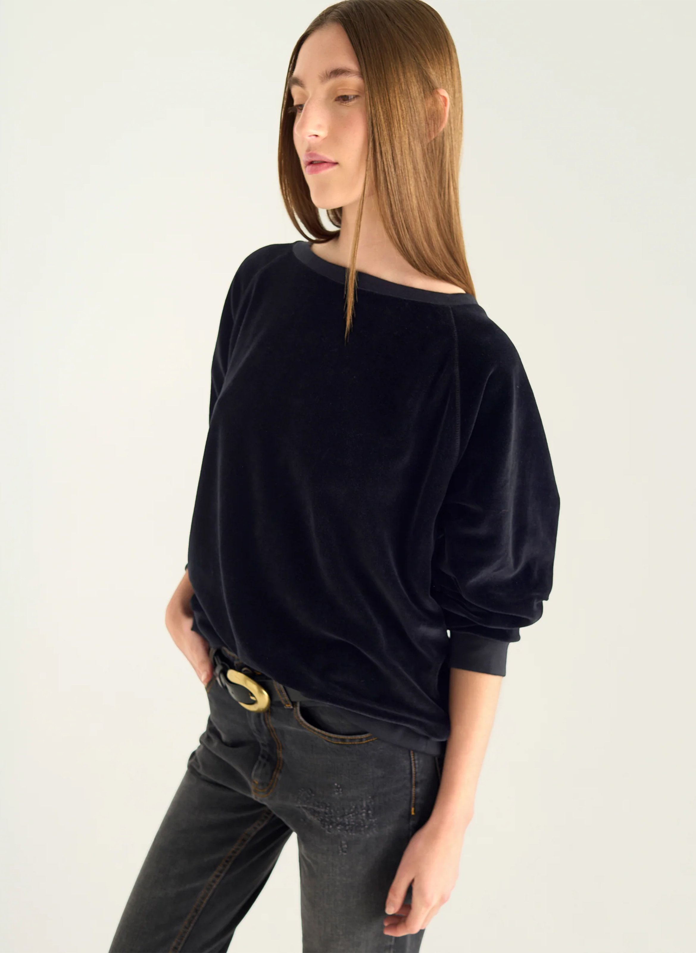 Oversize Rundhalsausschnitt Sweatshirt ACOTE Schwarz