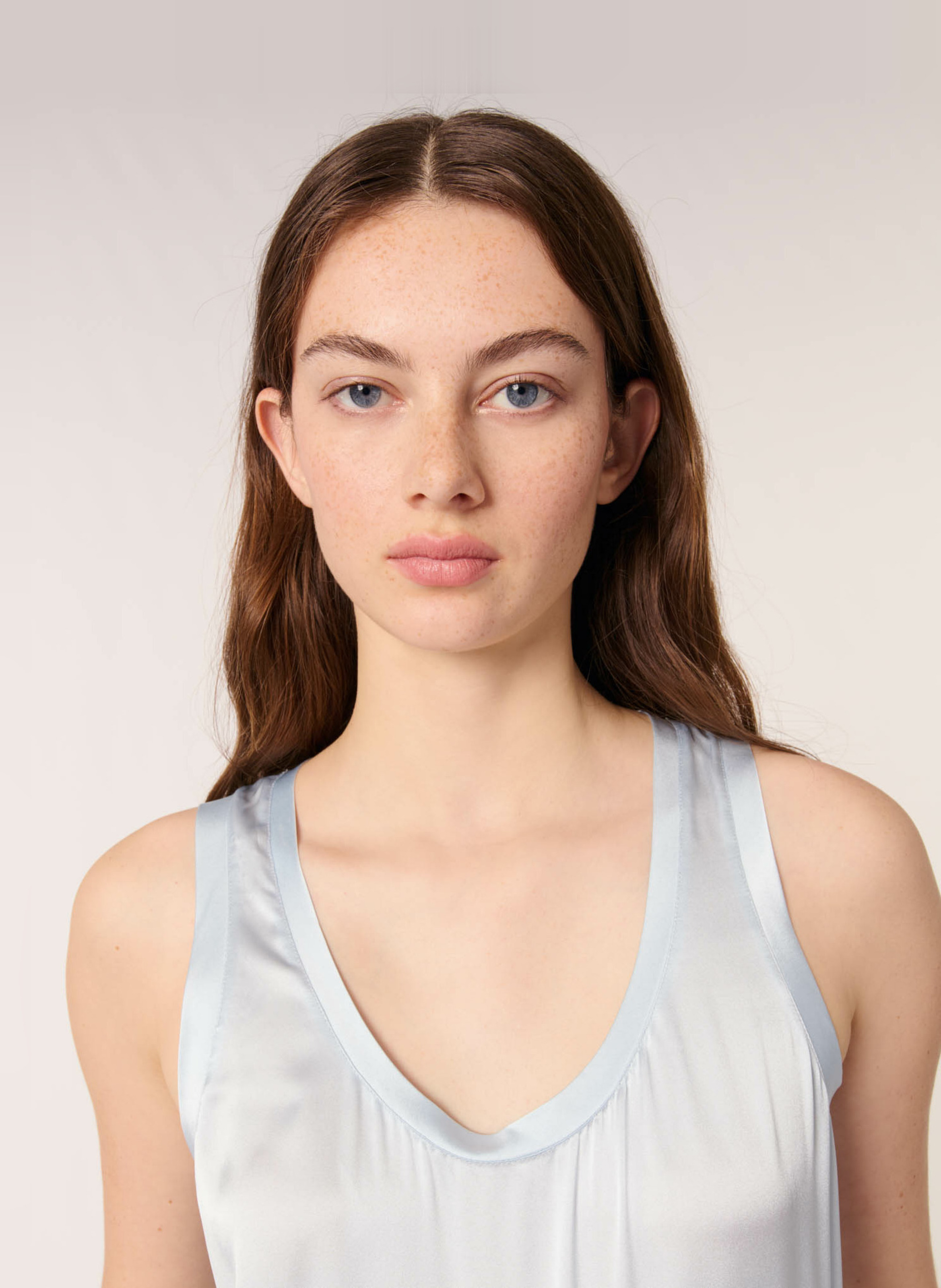 Gerader Seidenmischungs-Tanktop MAJE Blau