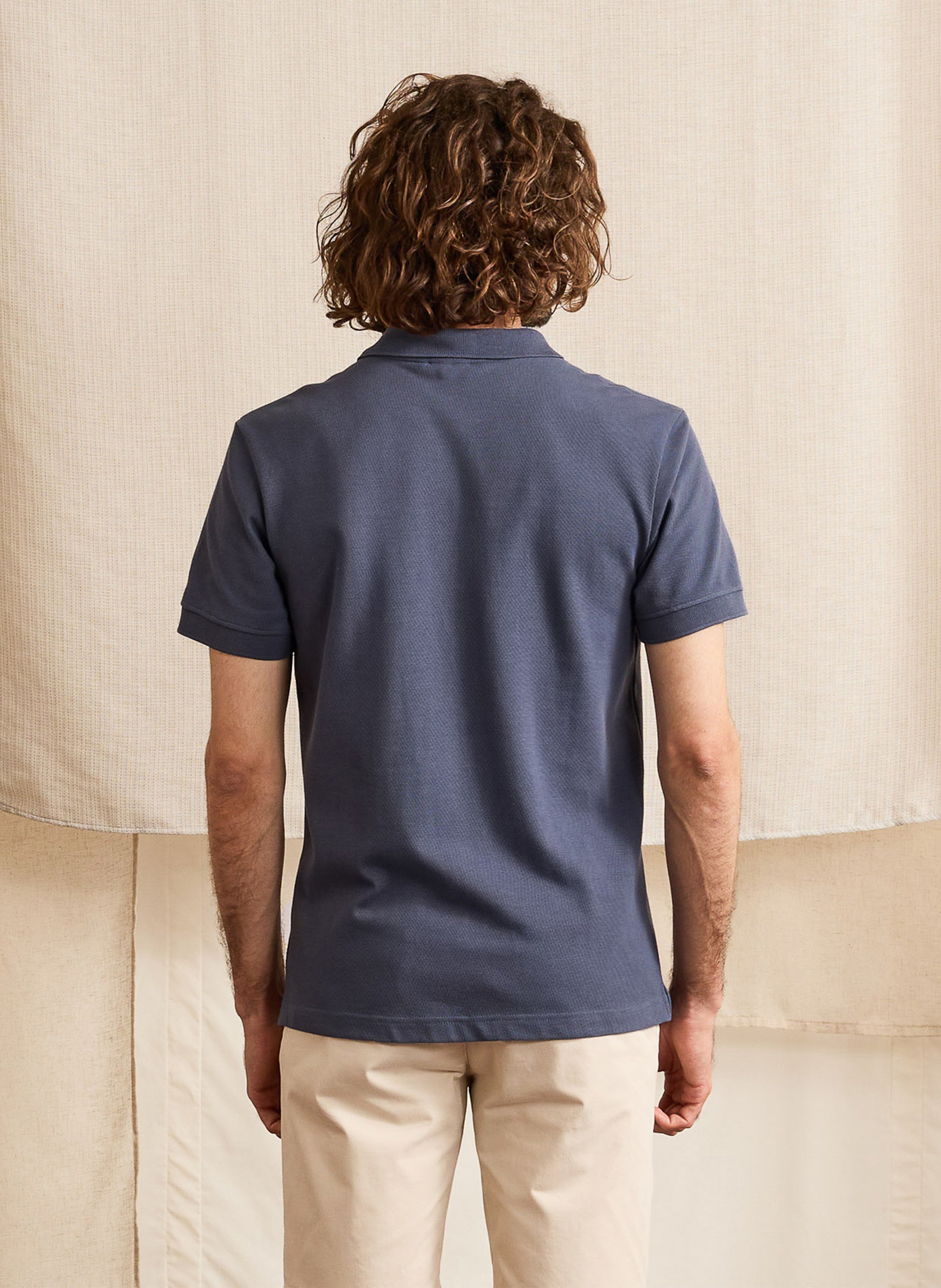 Polo mit geradem Schnitt aus bestickter Baumwolle FAGUO Blau