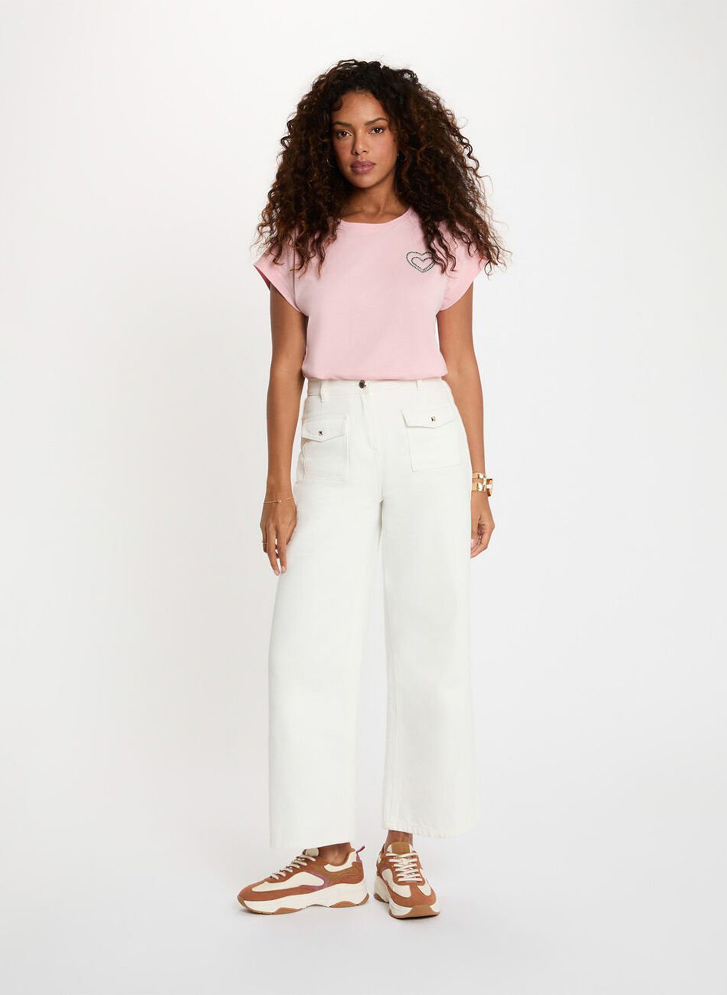 Tee-shirt droit manches courtes en coton MORGAN Pink