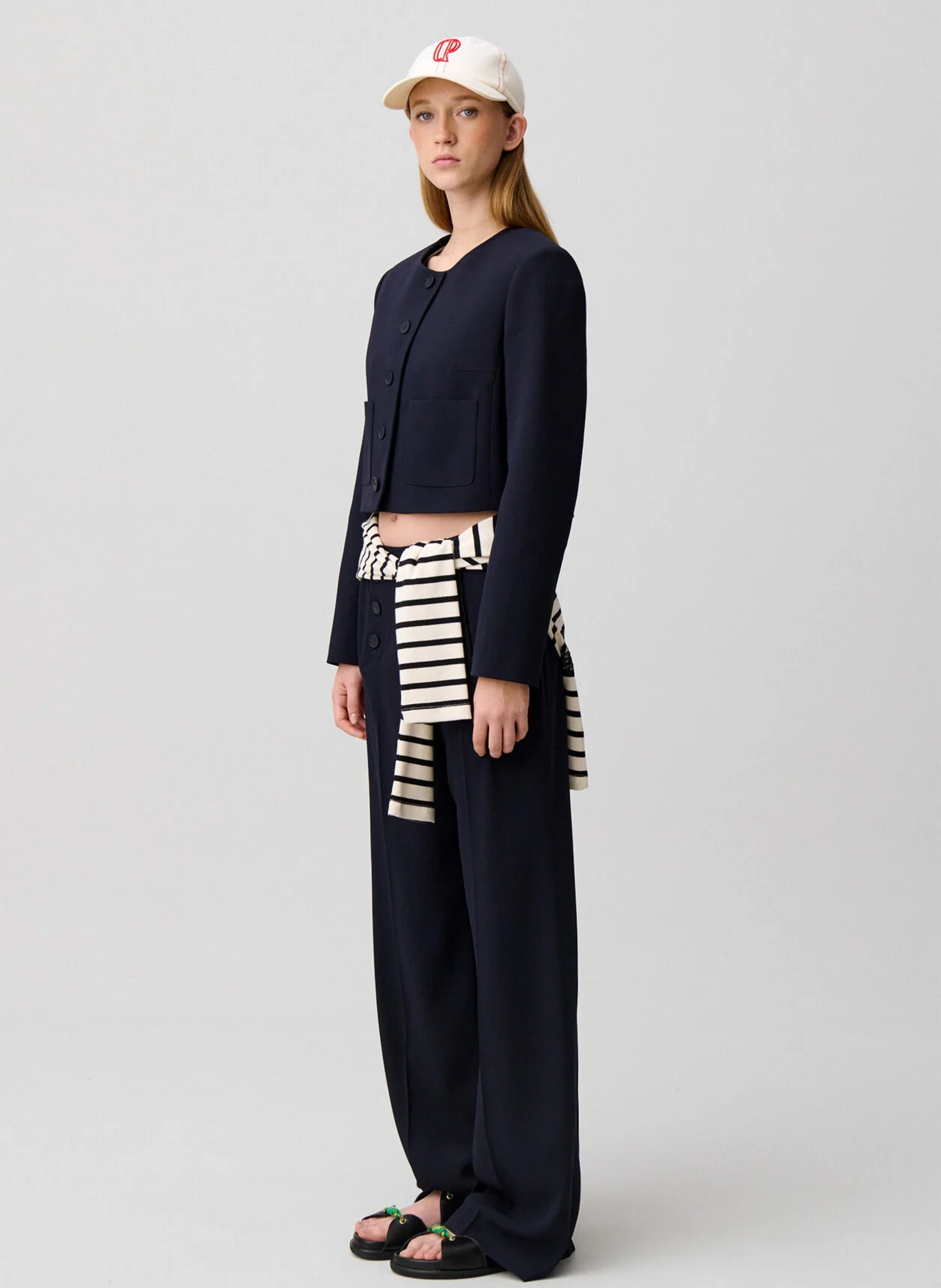 Veste boutonnée col rond unie CLAUDIE PIERLOT Noir