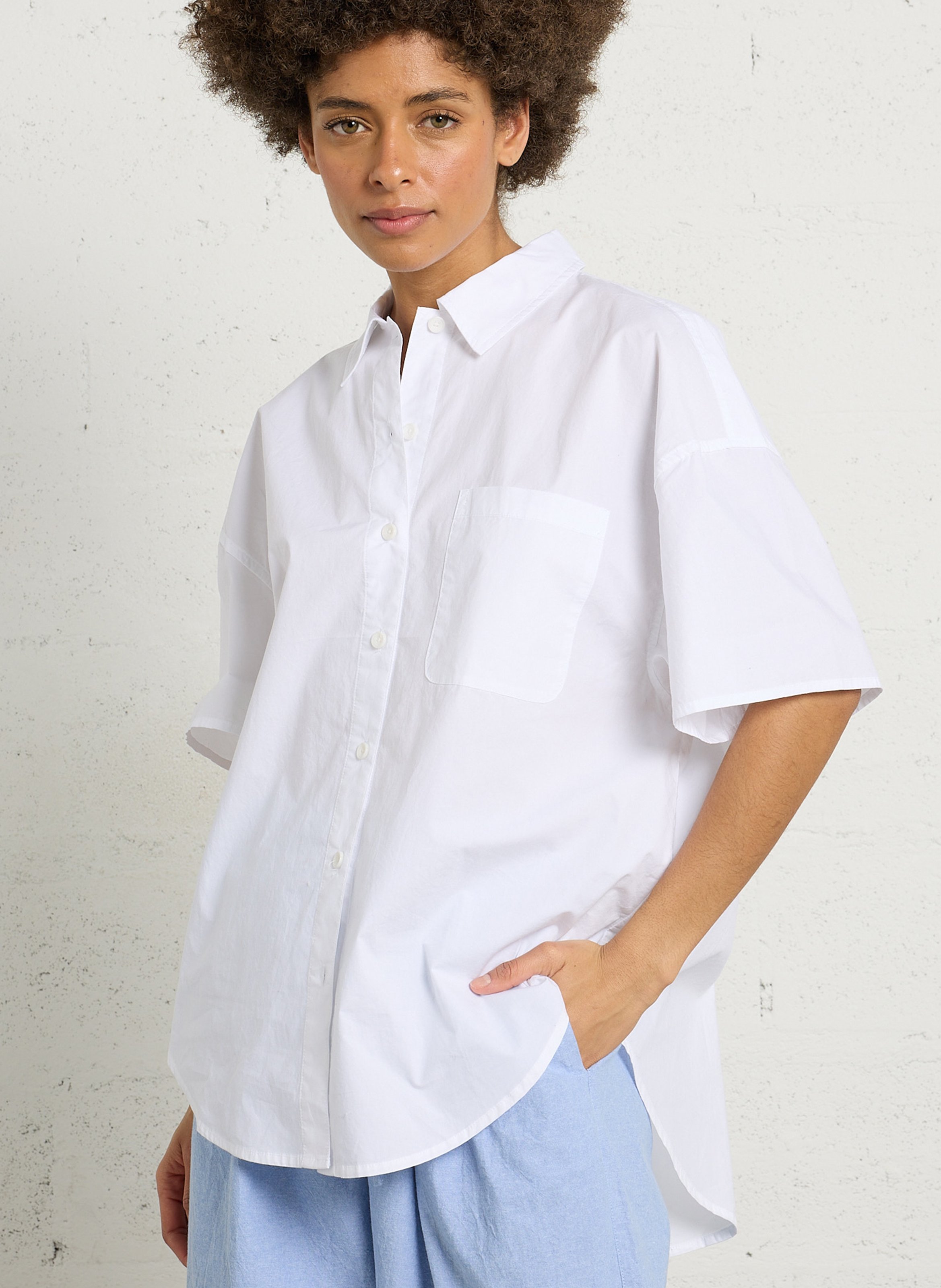 Chemise col classique en coton AMERICAN VINTAGE Blanc