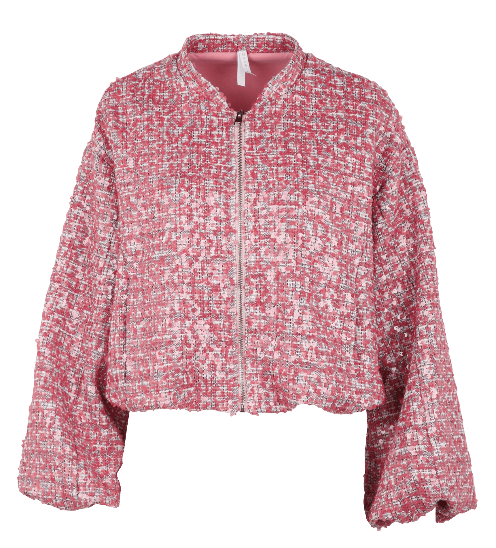 Veste courte zippée en tweed sequins IMPERIAL Rose