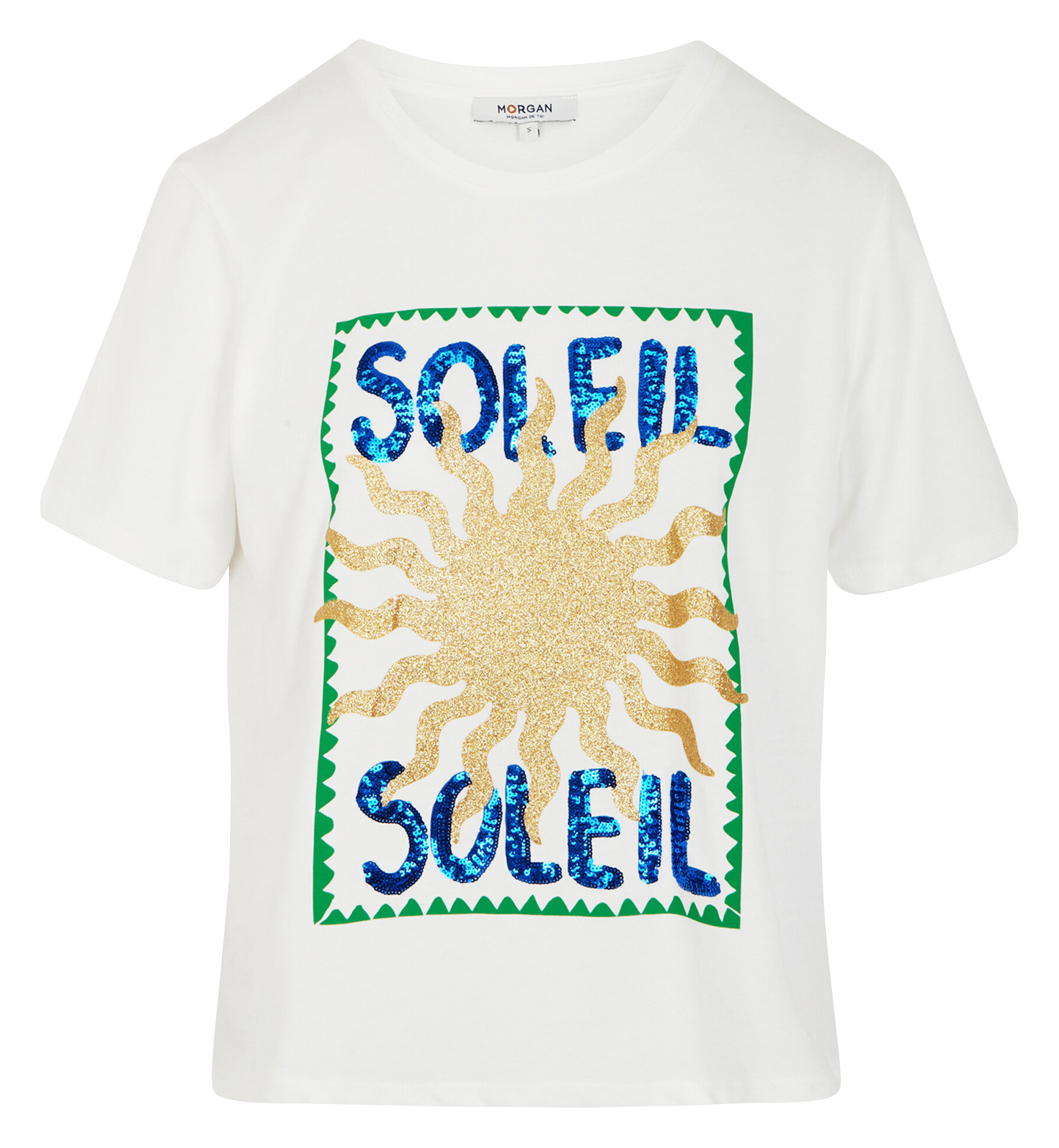 Tee-shirt droit à sequins MORGAN Blanc