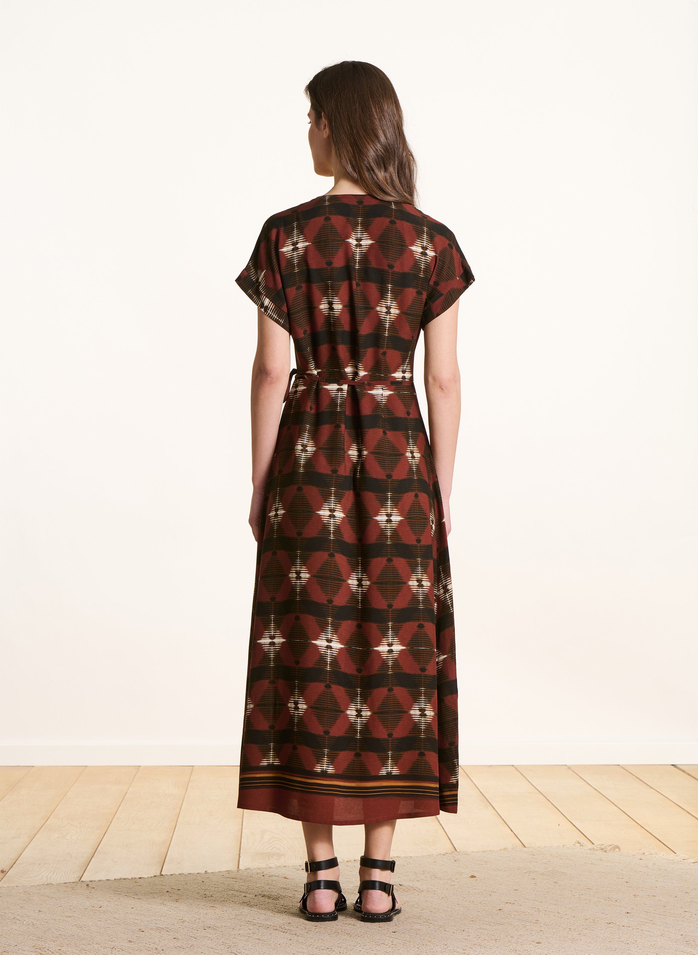 Robe longue évasée col V LA FEE MARABOUTEE Braun