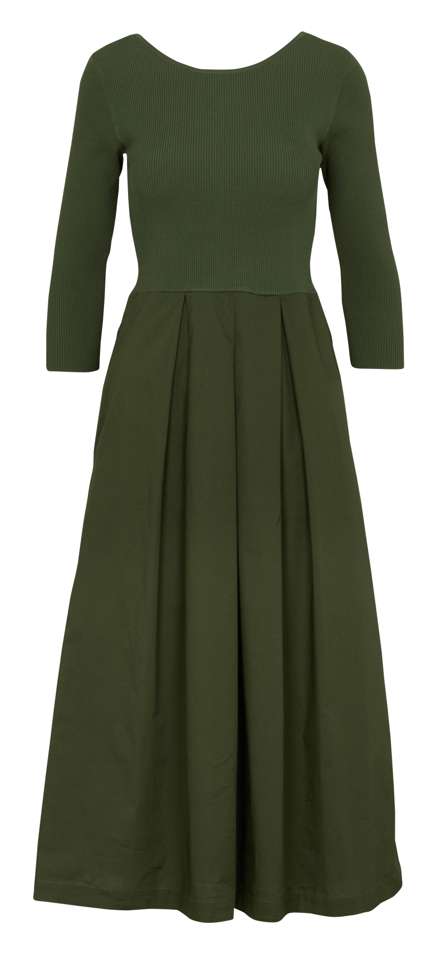 Wijdvallende jurk met 3/4 mouwen in effen kleur MAISON 123 Kaki