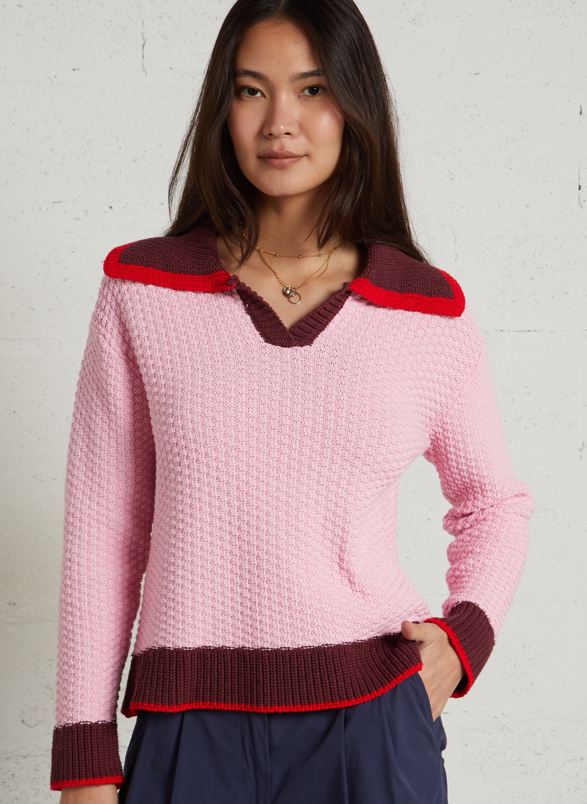 Straight V-neck cotton sweater DR BLOOM