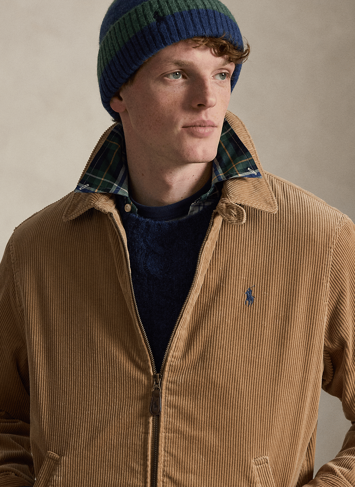 Cotton straight jacket with classic collar POLO RALPH LAUREN Brown