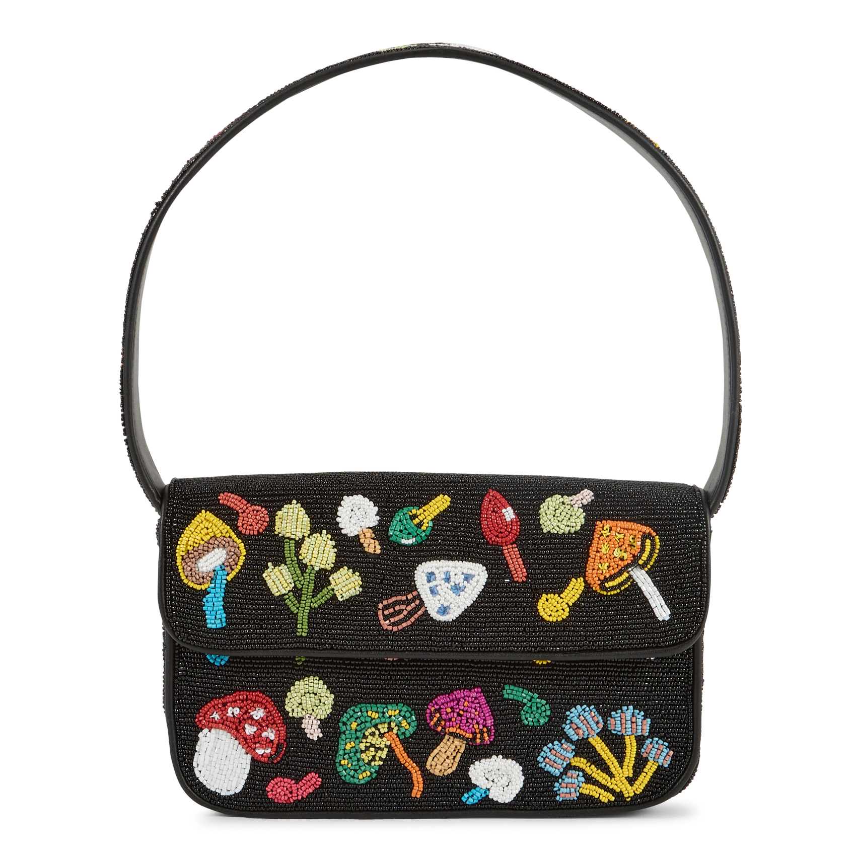 Sac épaule à perles motif champignons STAUD Multicolore