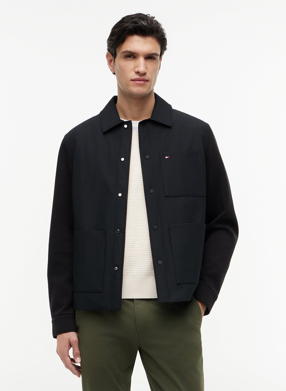 Gerade geschnittene Jacke aus Baumwoll-Mix TOMMY HILFIGER Schwarz