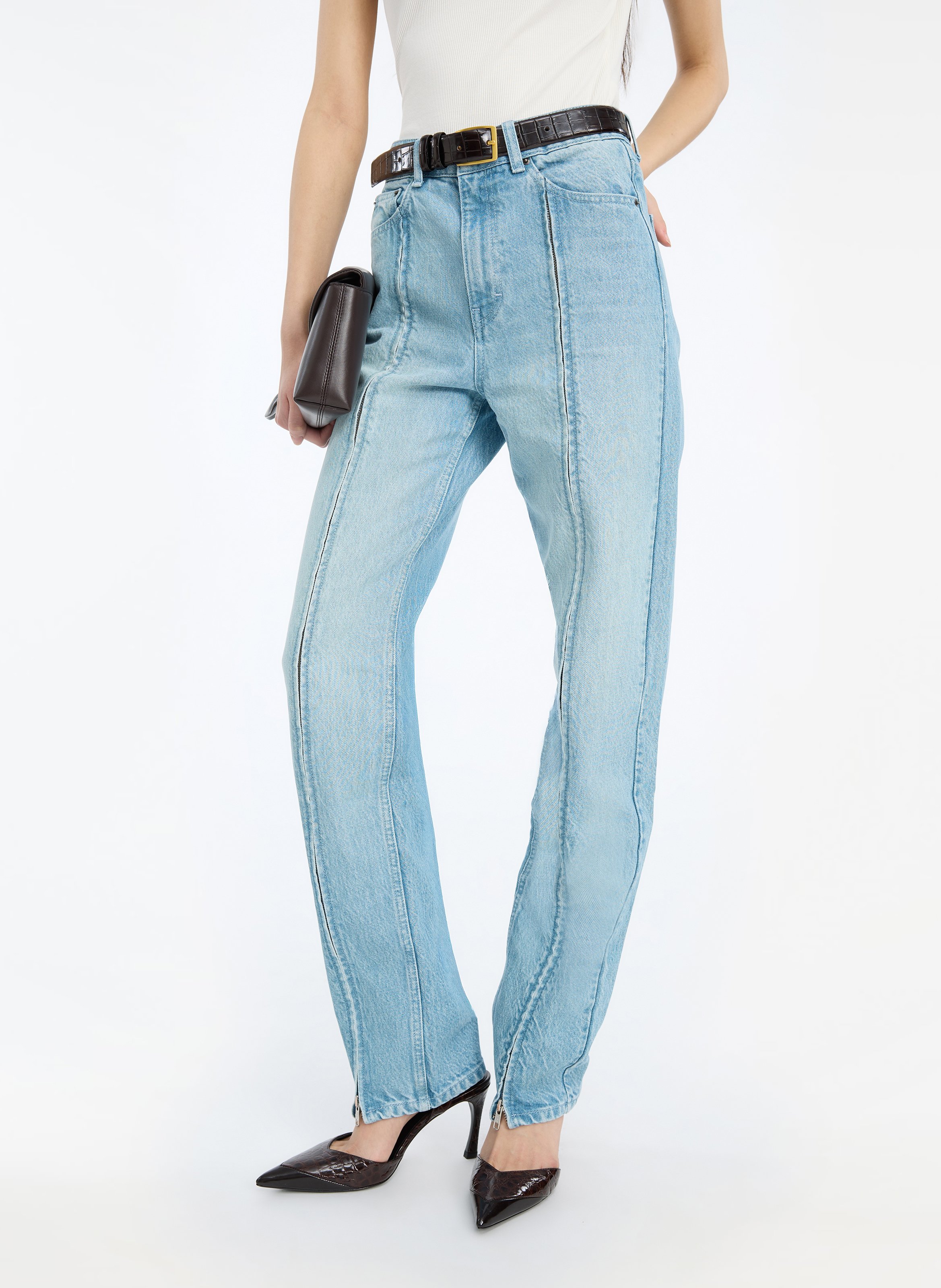 Rechte jeans van biologische katoen met hoge taille ROTATE Blauw