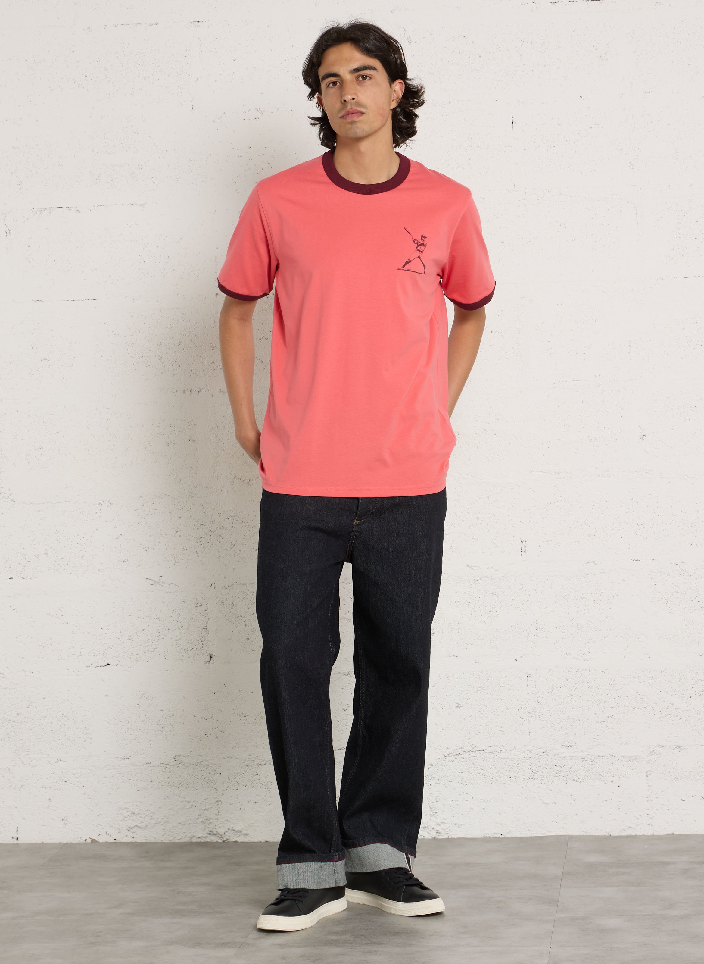 Recht T-shirt met ronde hals en zeefdruk CHEVIGNON Rood