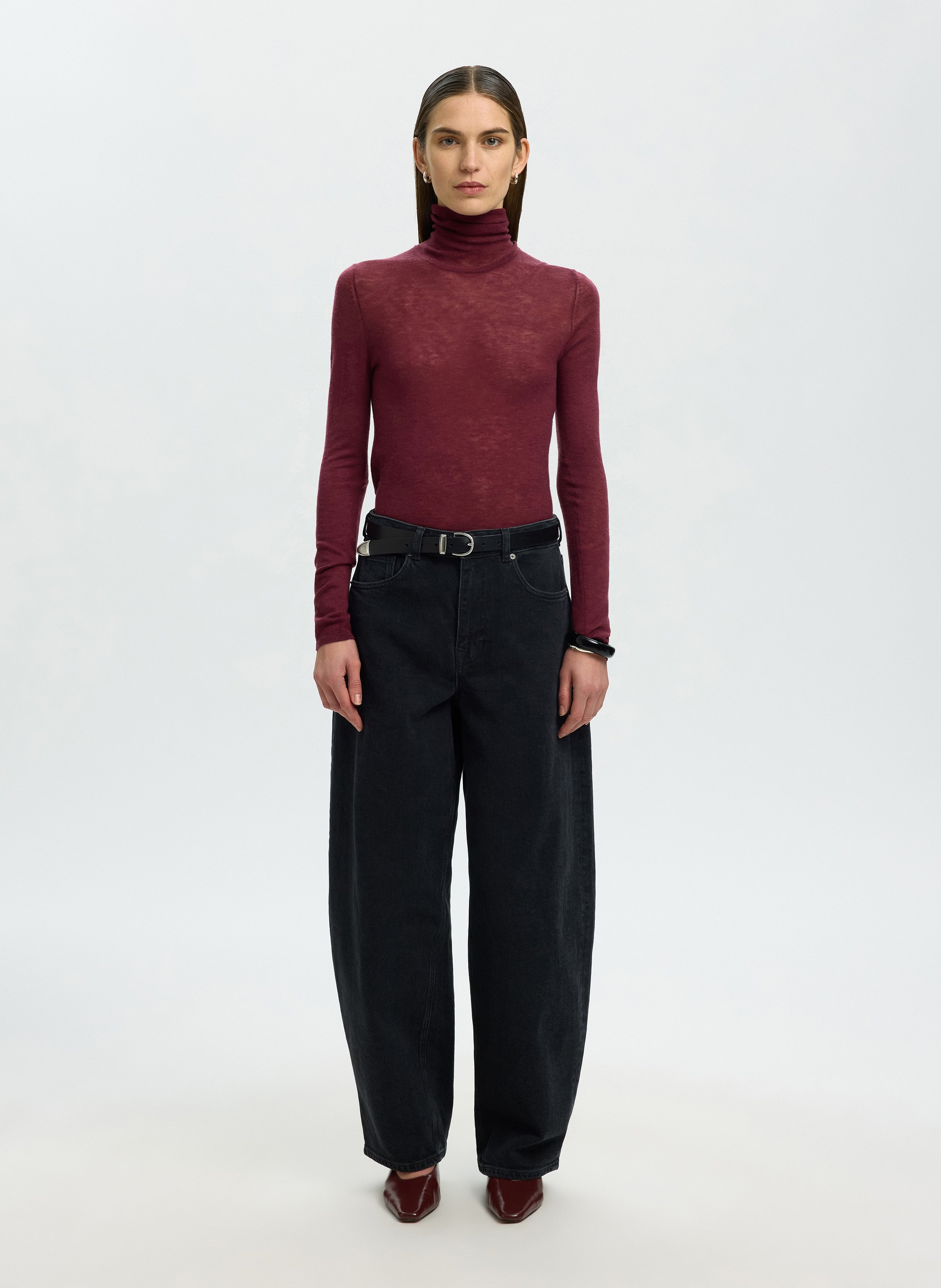 Tee-shirt col roulé uni en laine | Prune SELECTED Femme