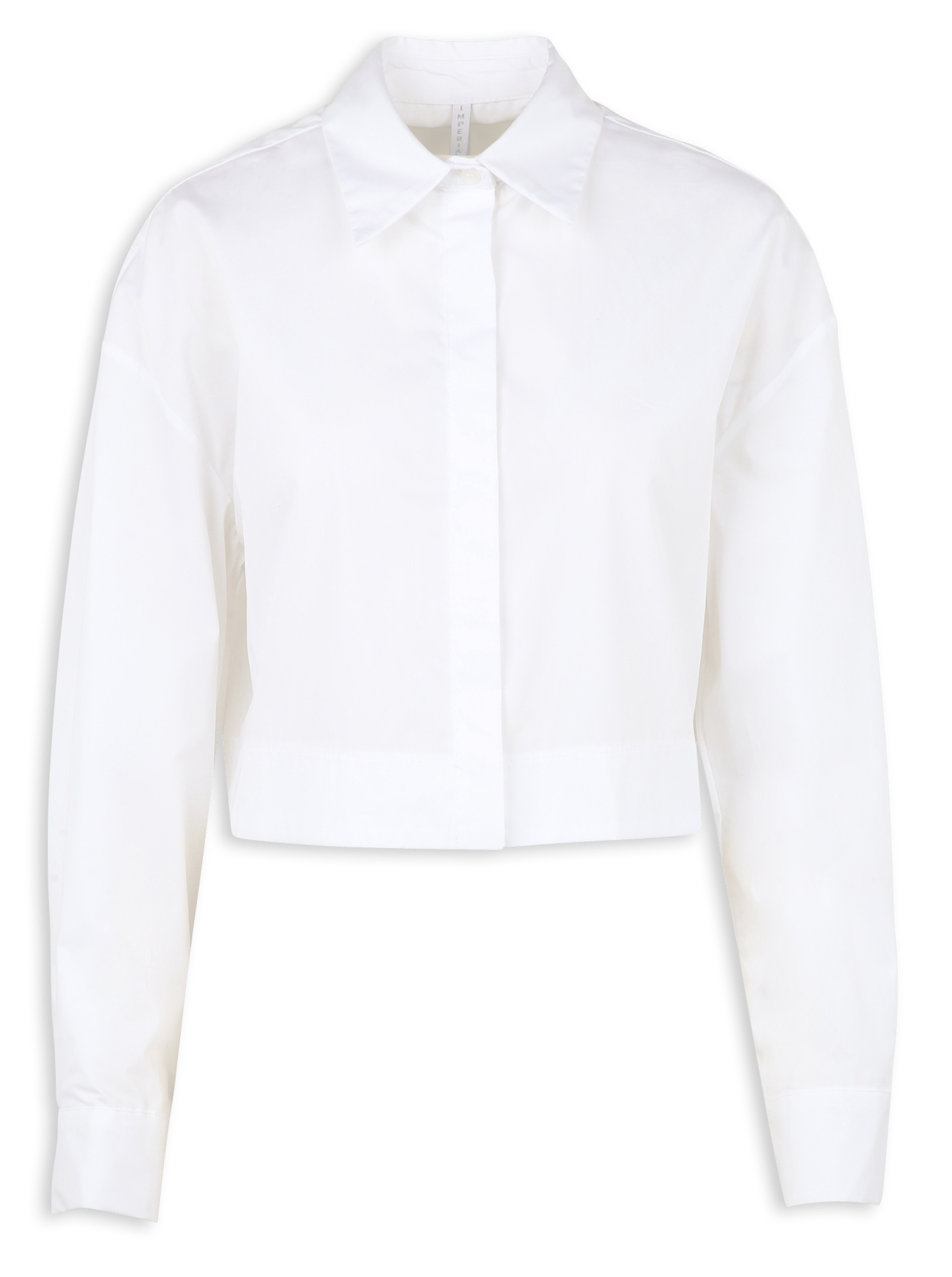 Cropped cotton shirt with brooches IMPERIAL White