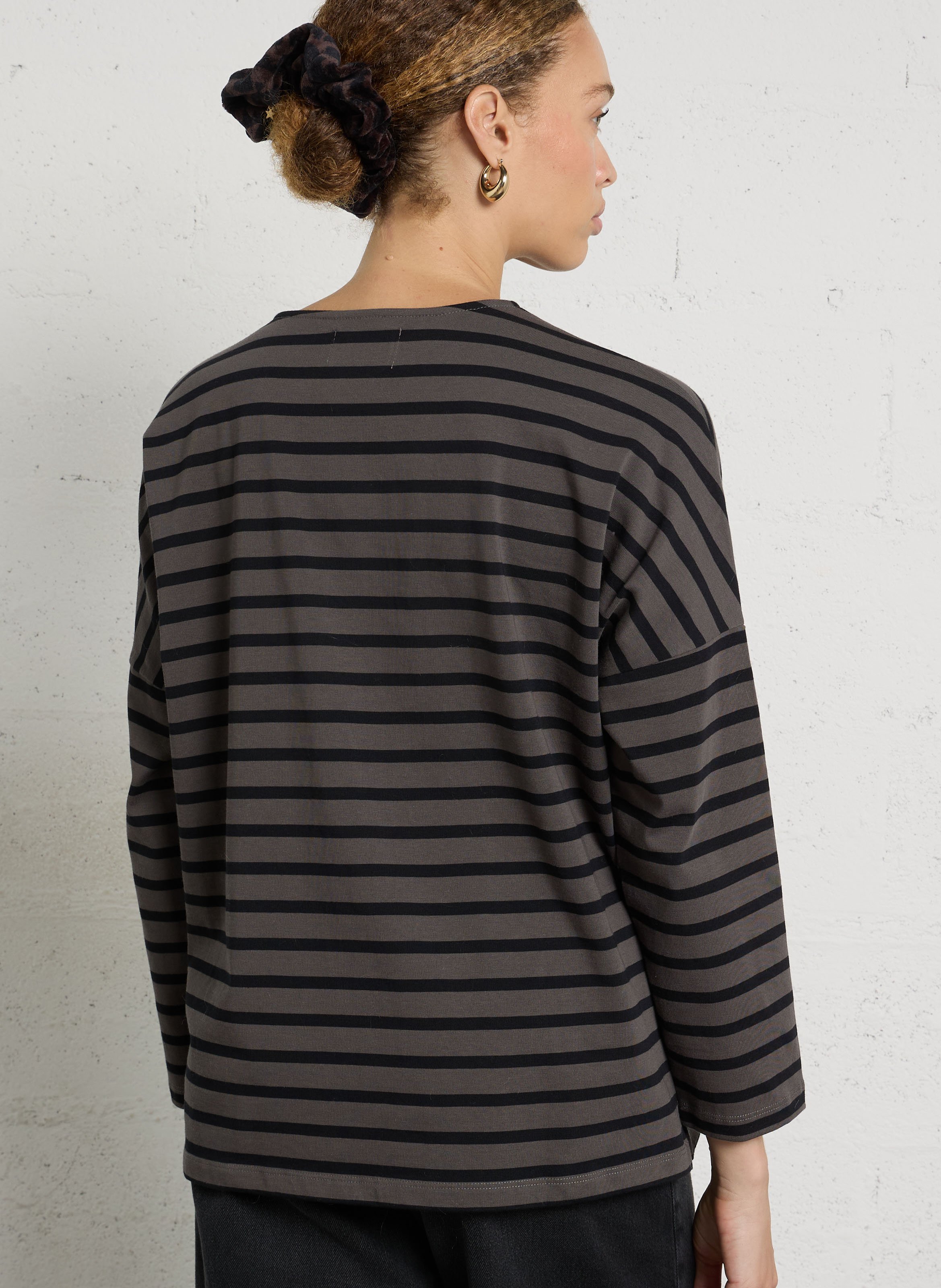 Oversized T-shirt met ronde hals in gestreept katoen. DES PETITS HAUTS Veelkleurig