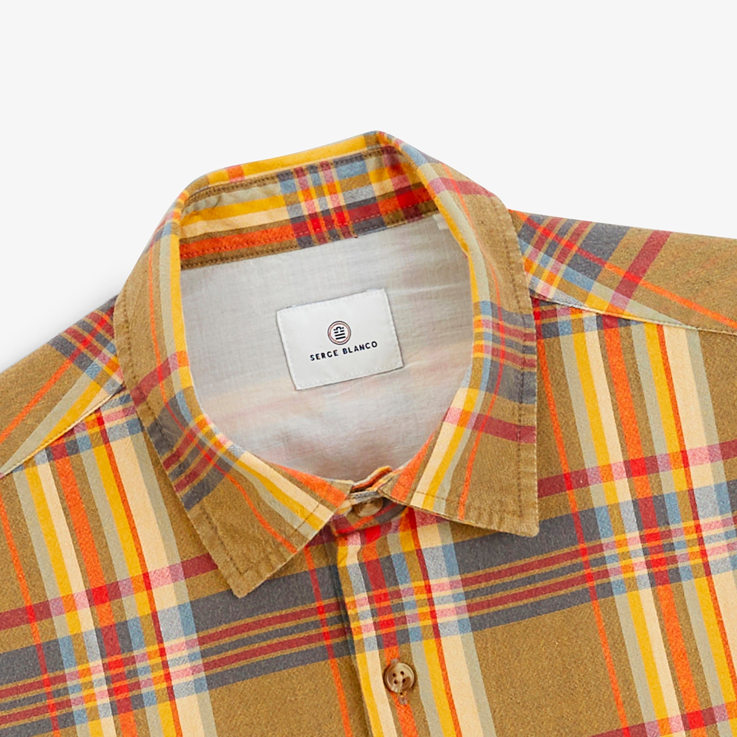 Long-sleeve shirt with herringbone check pattern SERGE BLANCO Yellow