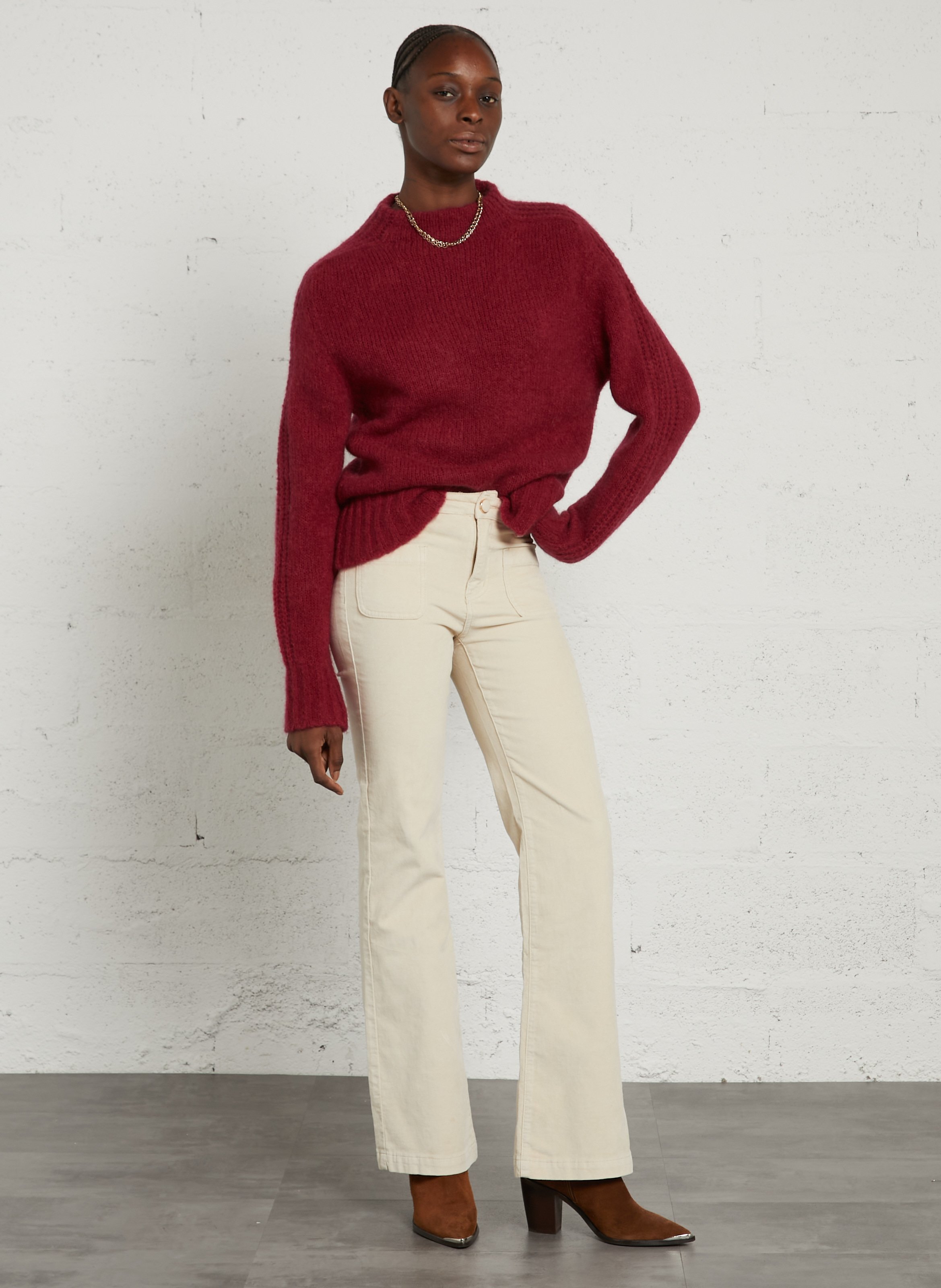 High-neck wool-blend sweater MAISON ANJE Plums